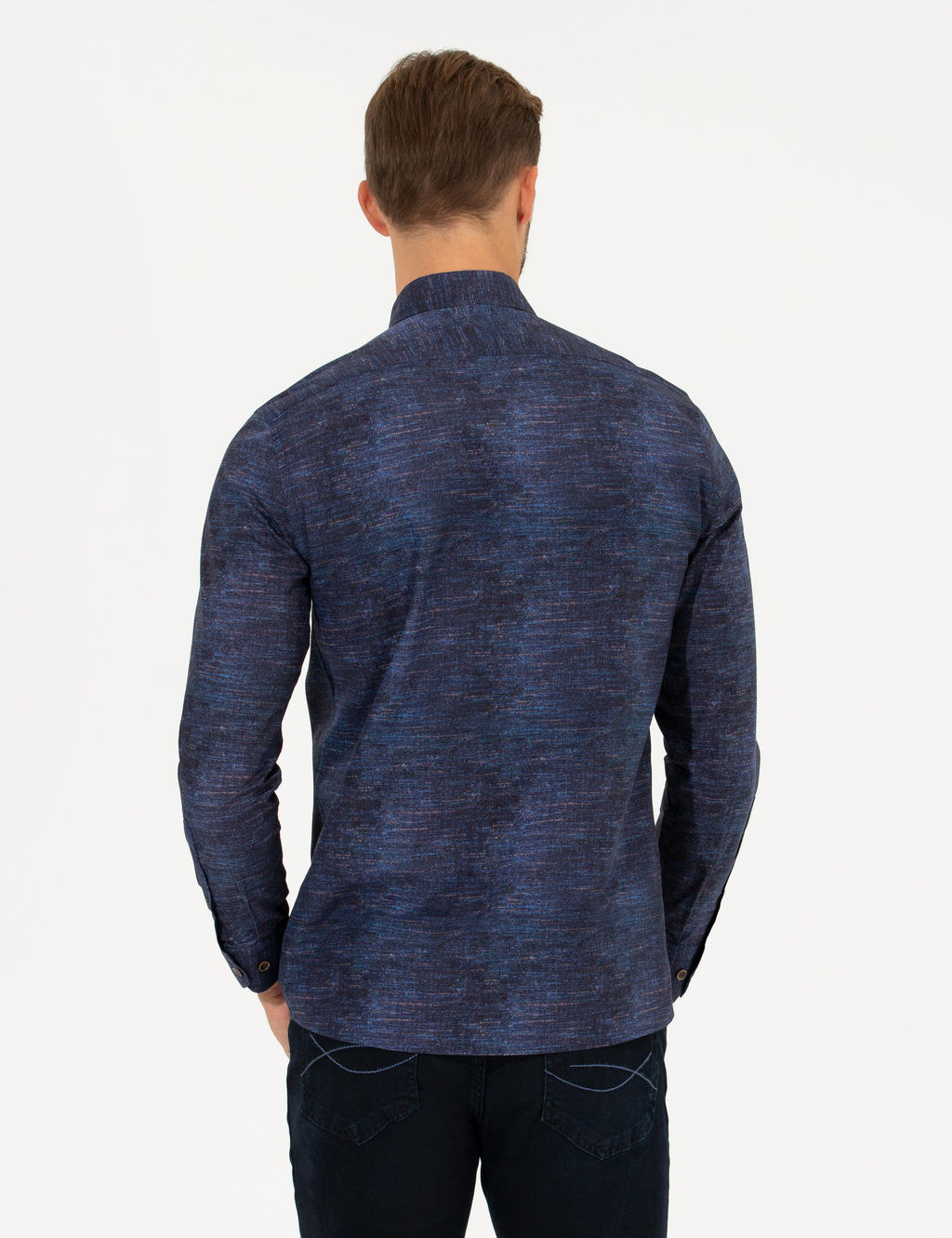 Lacivert Slim Fit Uzun Kollu G_mlek