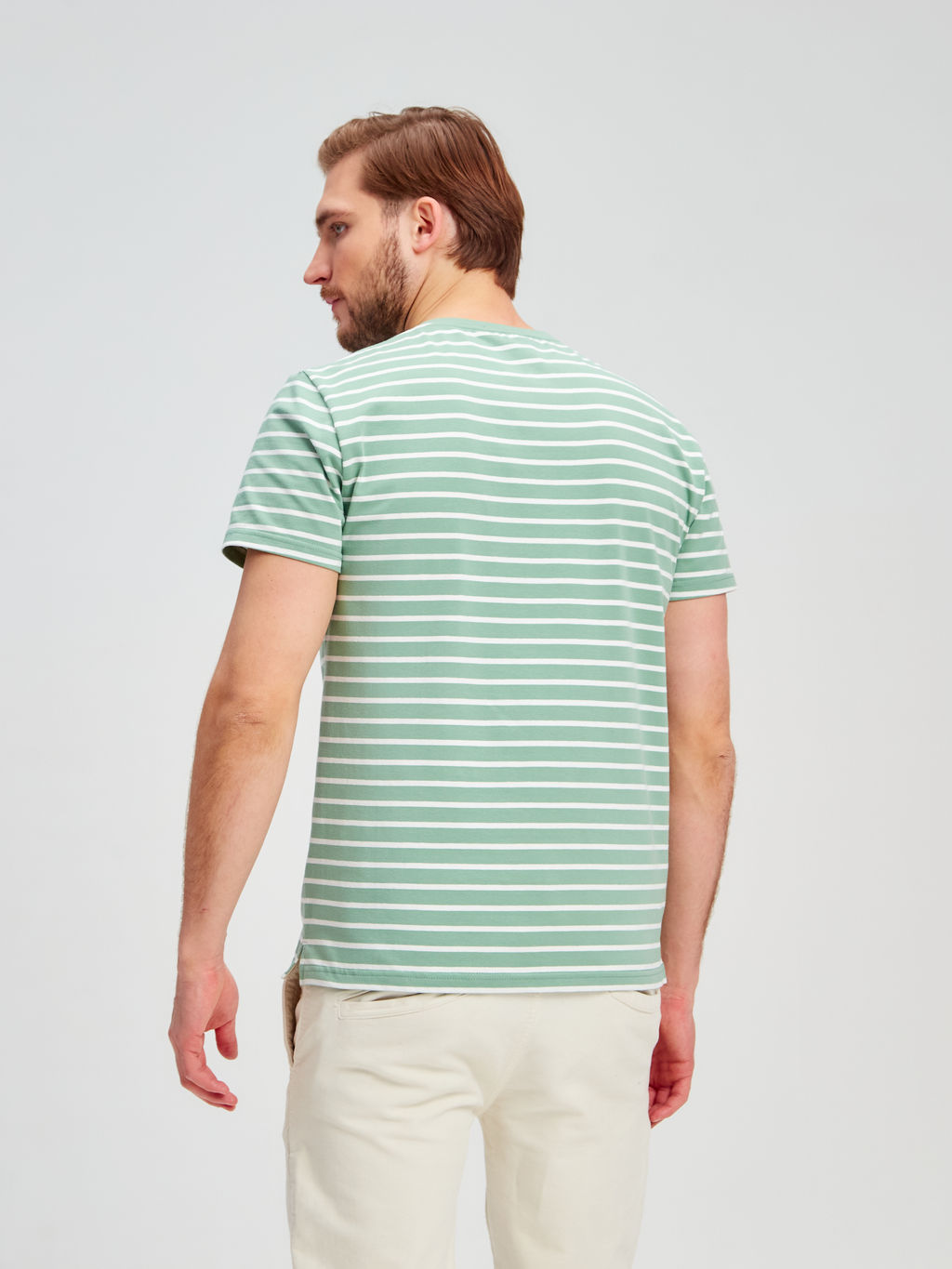 Футболка мужская короткий рукав GREG G145-KD4-UT22 (зеленая полоска)  фото 4