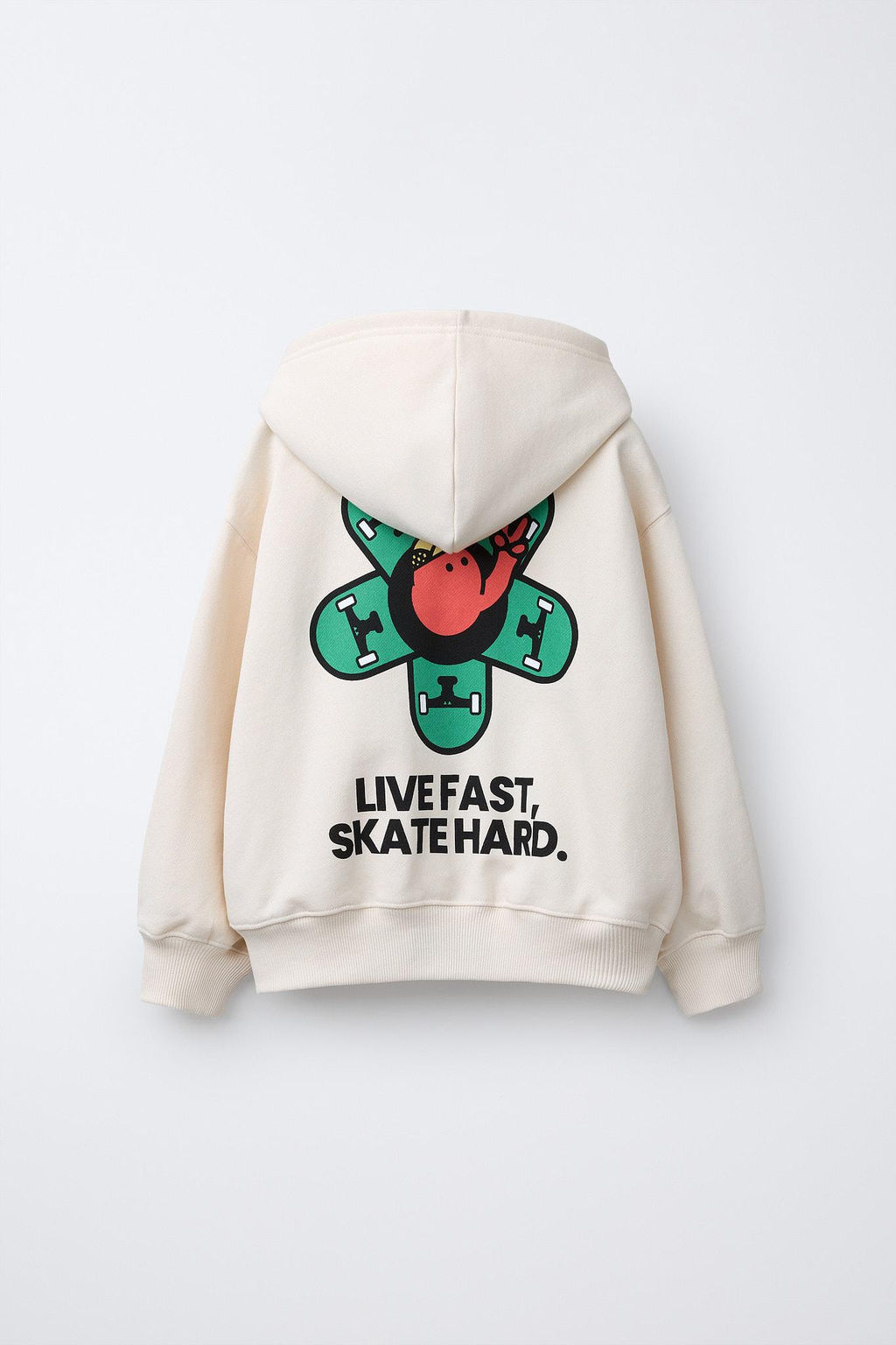 SUDADERA CAPUCHA ESTAMPADA LOGO / Blanco roto - Zara фото 2