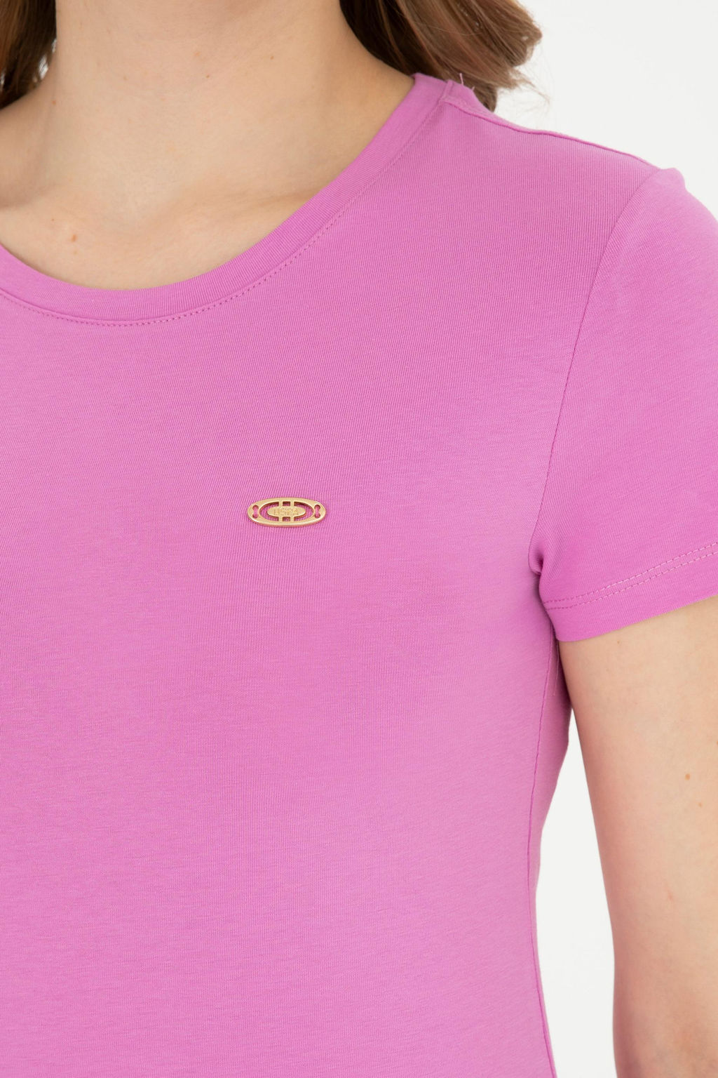 Женская фиолетовая базовая футболка с круглым вырезом Неожиданная скидка в корзине - U.s. polo assn фото 14