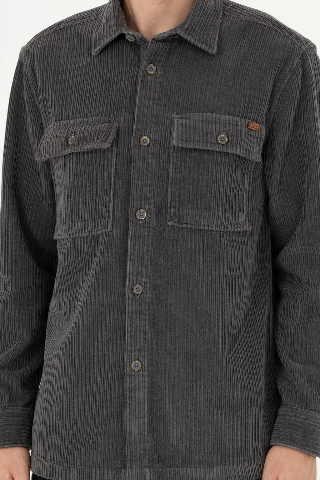 Мужская рубашка антрацитового цвета с длинным рукавом - U.s. polo assn фото 6