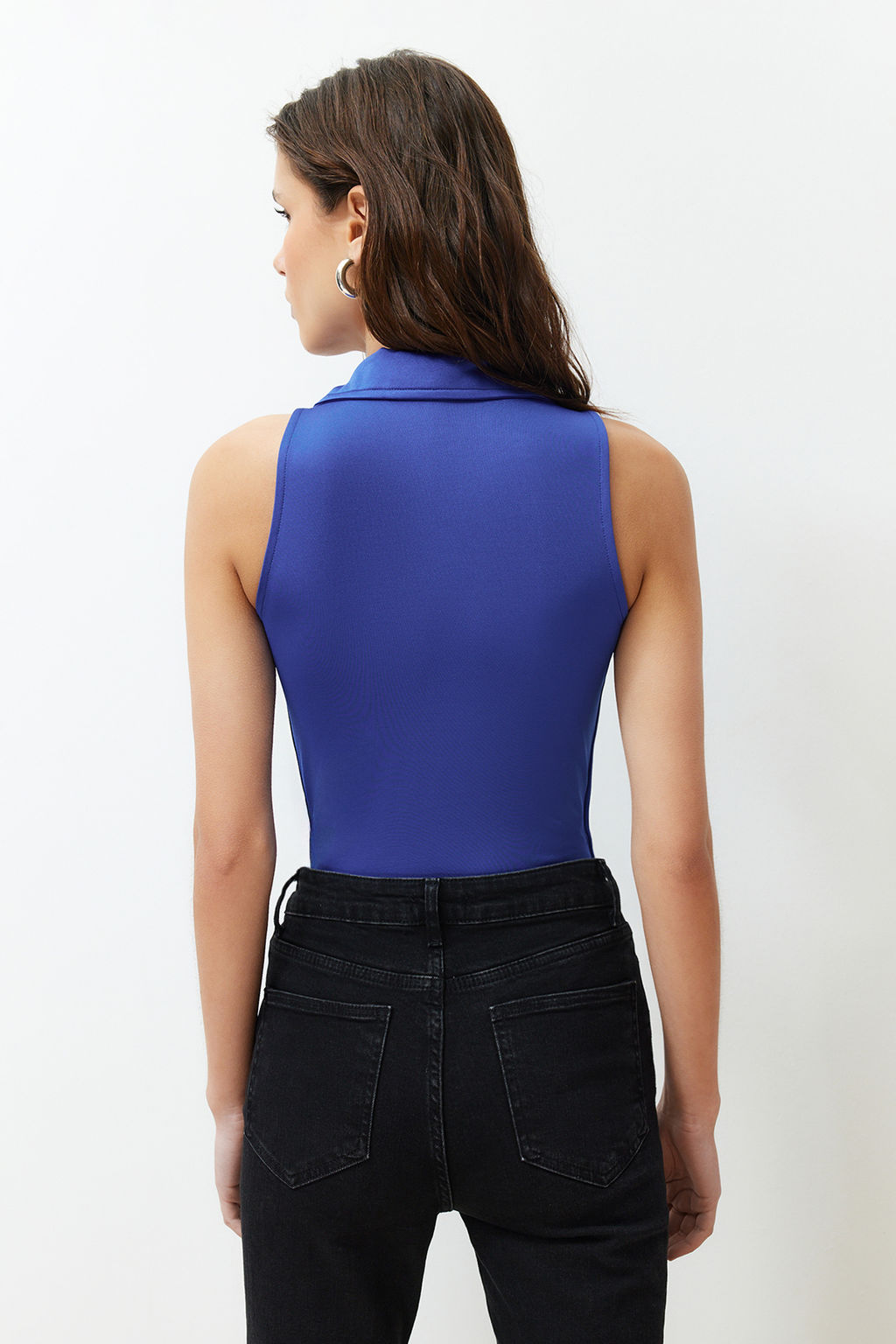 Saks Fitted/Vucuda Oturan Polo Yaka Esnek C?tc?tl? Orme Body TWOSS24BD00030 - Trendyolmilla фото 6