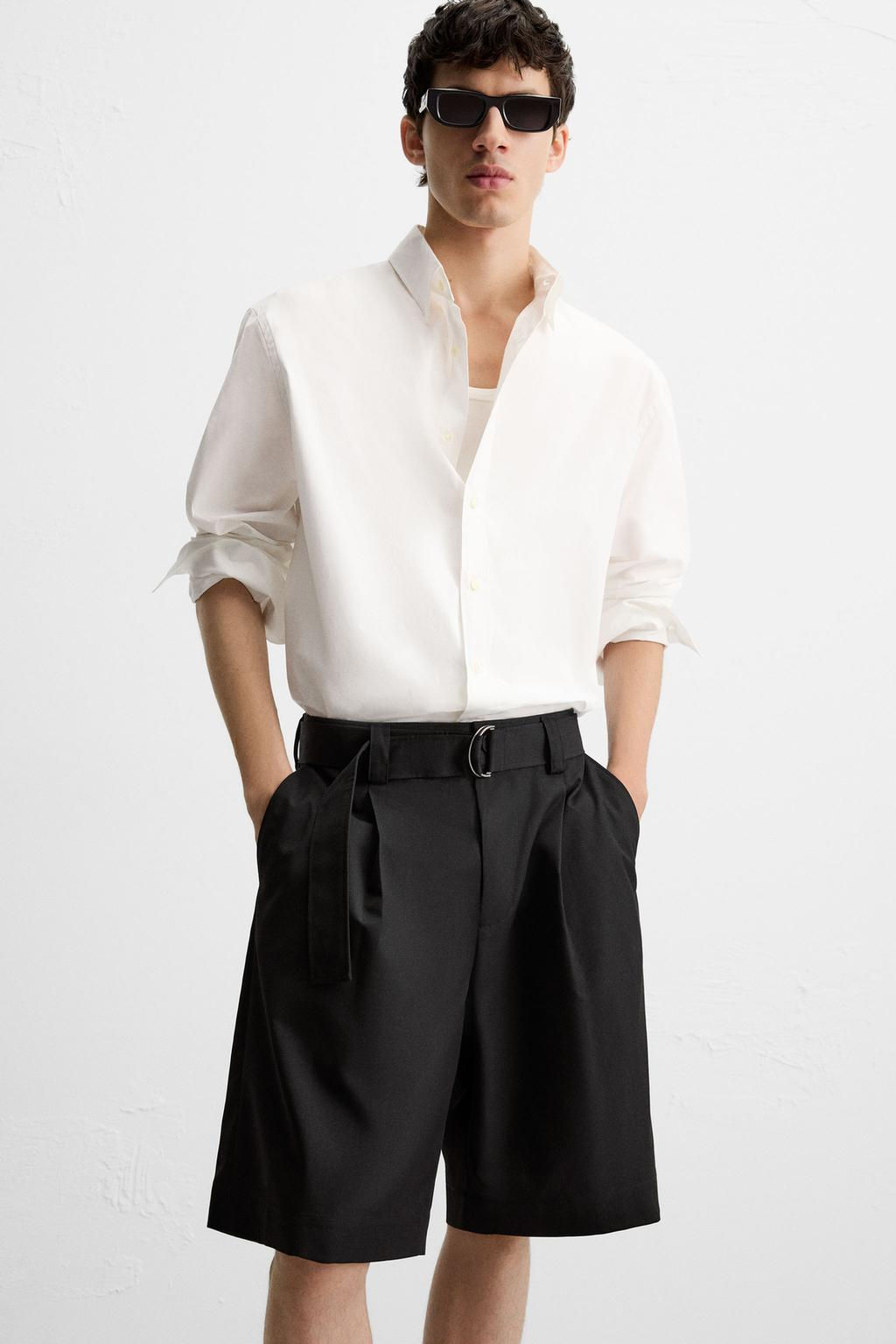 BELTED WIDE-LEG BERMUDA SHORTS - Zara фото 5