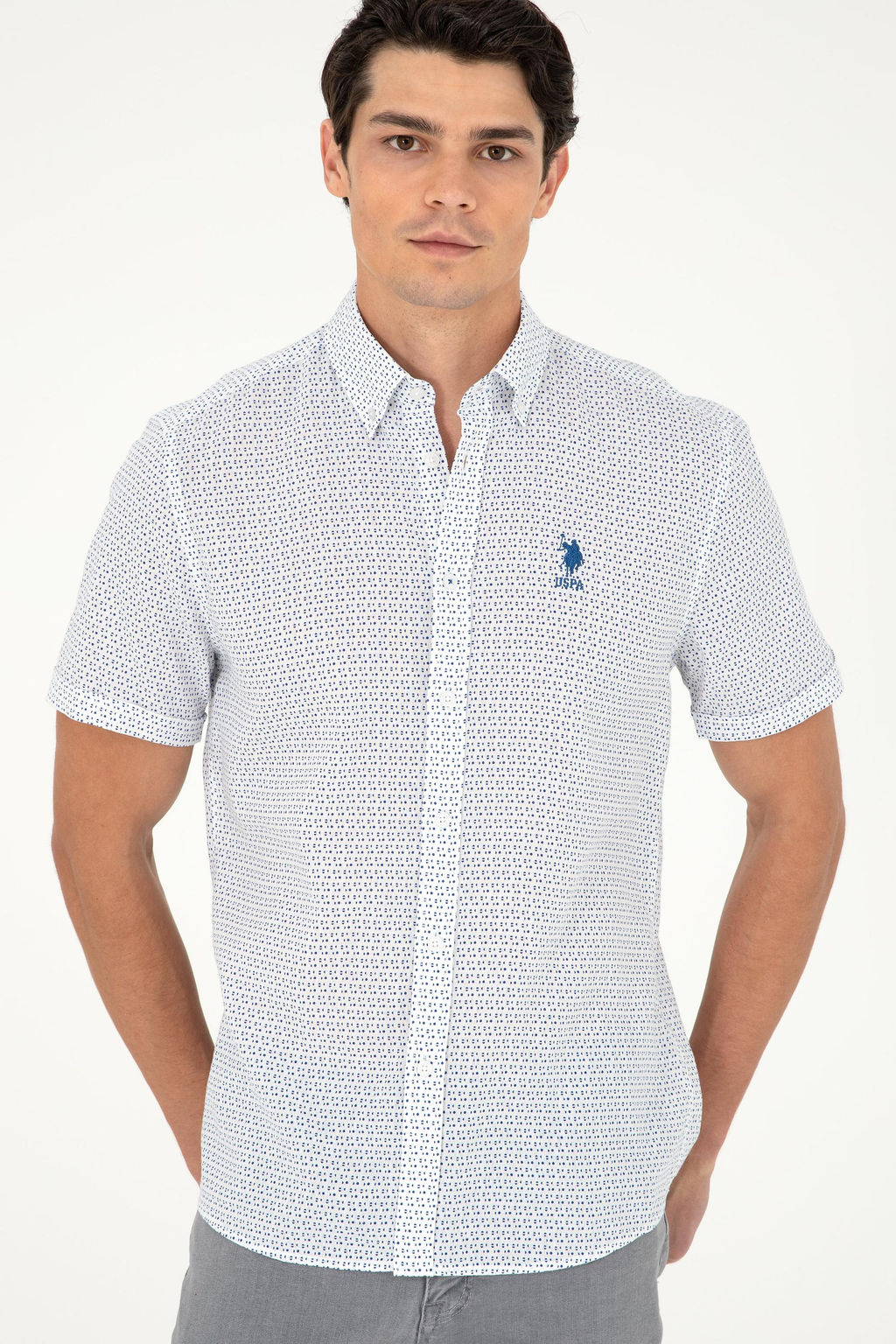 Мужская темно-синяя рубашка с коротким рукавом - U.s. polo assn фото 3