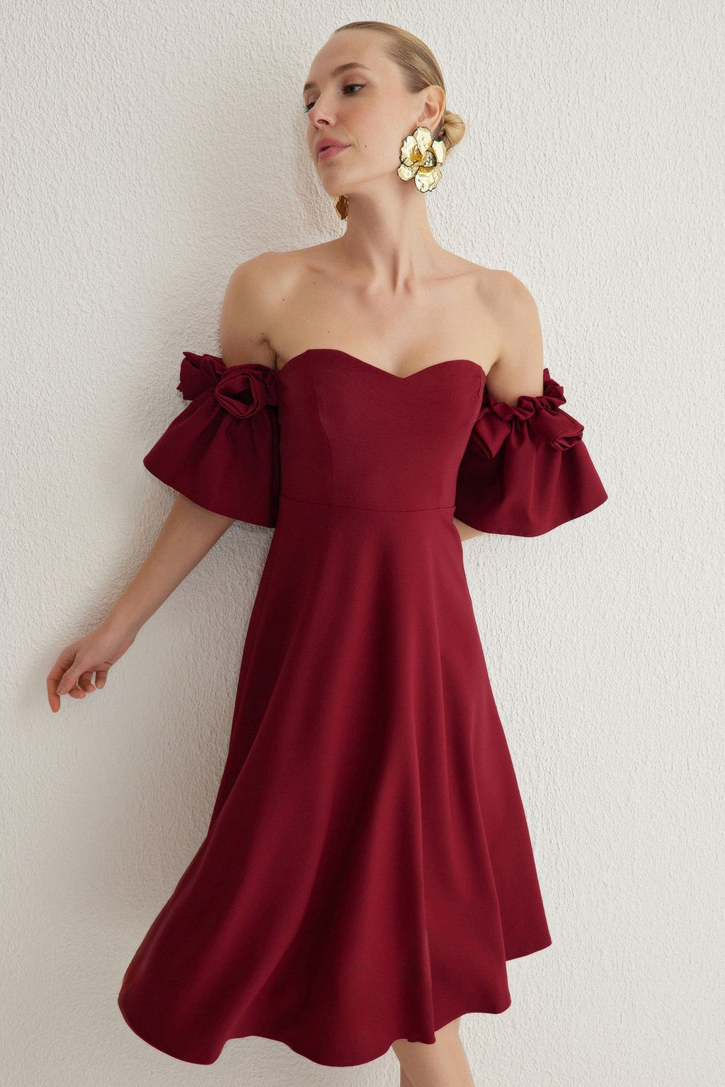 Pudra A-Kesim Gul Detayl? Dokuma S?k Abiye Gece Mezuniyet Elbisesi TPRSS25EL00121 - Trendyolmilla фото 6