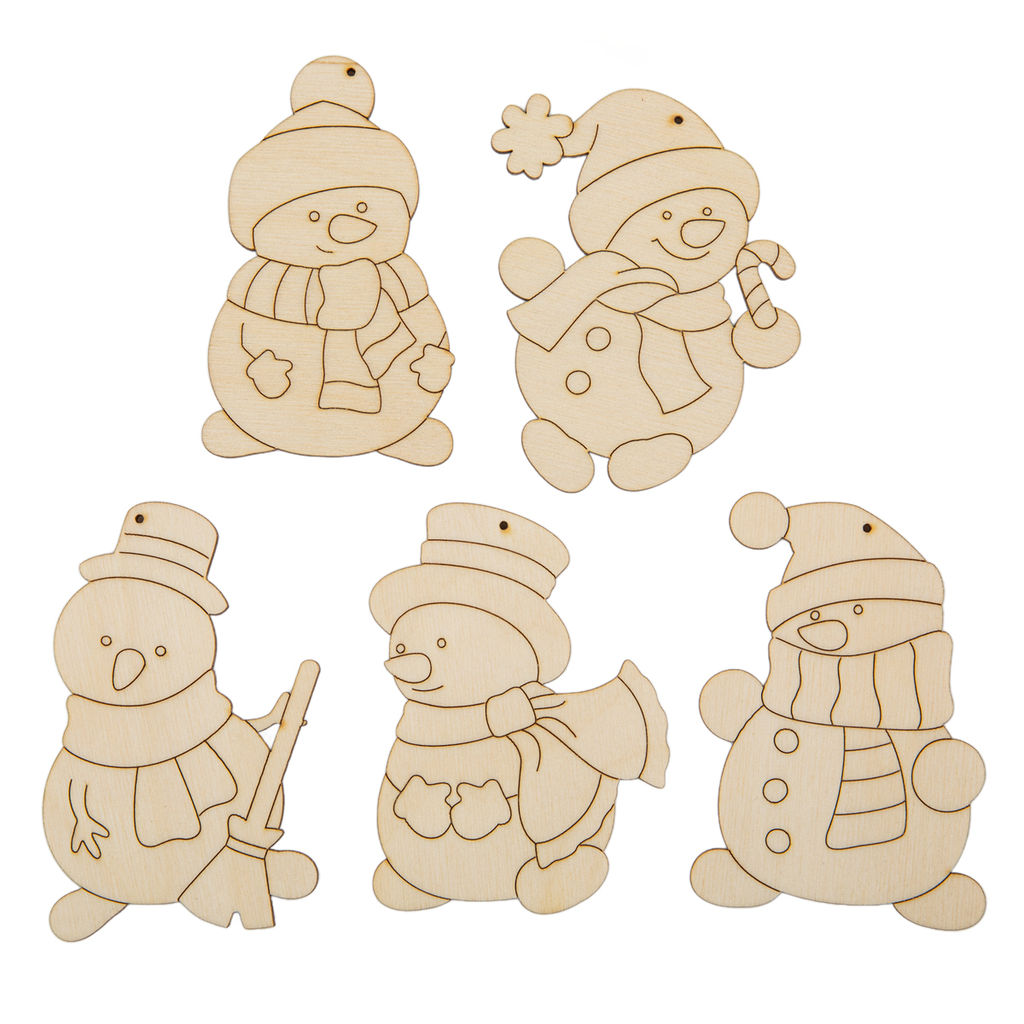 Заготовка для декорирования Mr. Carving ВД-1255 Набор подвесок Снеговики фанера 9 х 6.5 х 0.3 см