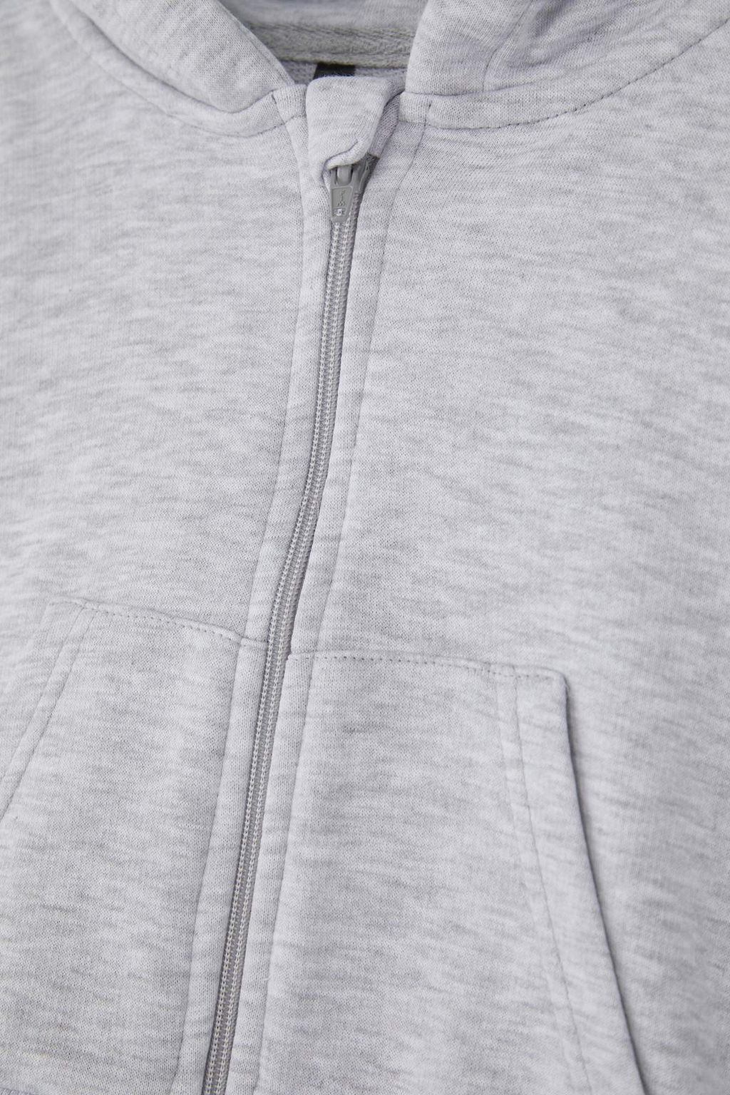 Gri Melanj Pamuklu Crop Fit Duz/Basic Kapusonlu Overize Orme K?z Cocuk H?rka TKDAW26HI00001 - Trendyolmilla фото 4