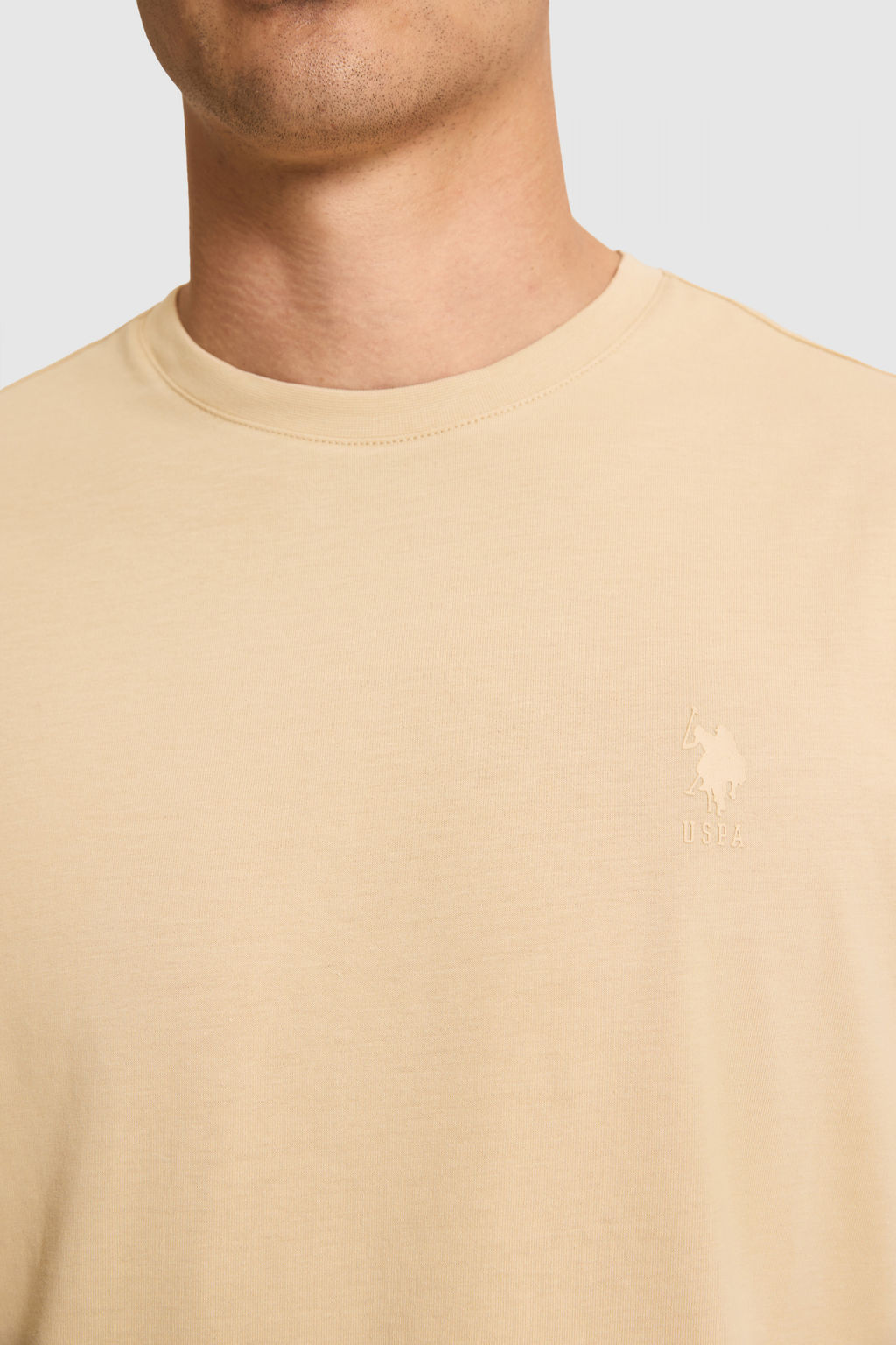 Erkek Regular Fit Bisiklet Yaka Bej Basic Ti__rt - U.s. polo assn фото 6