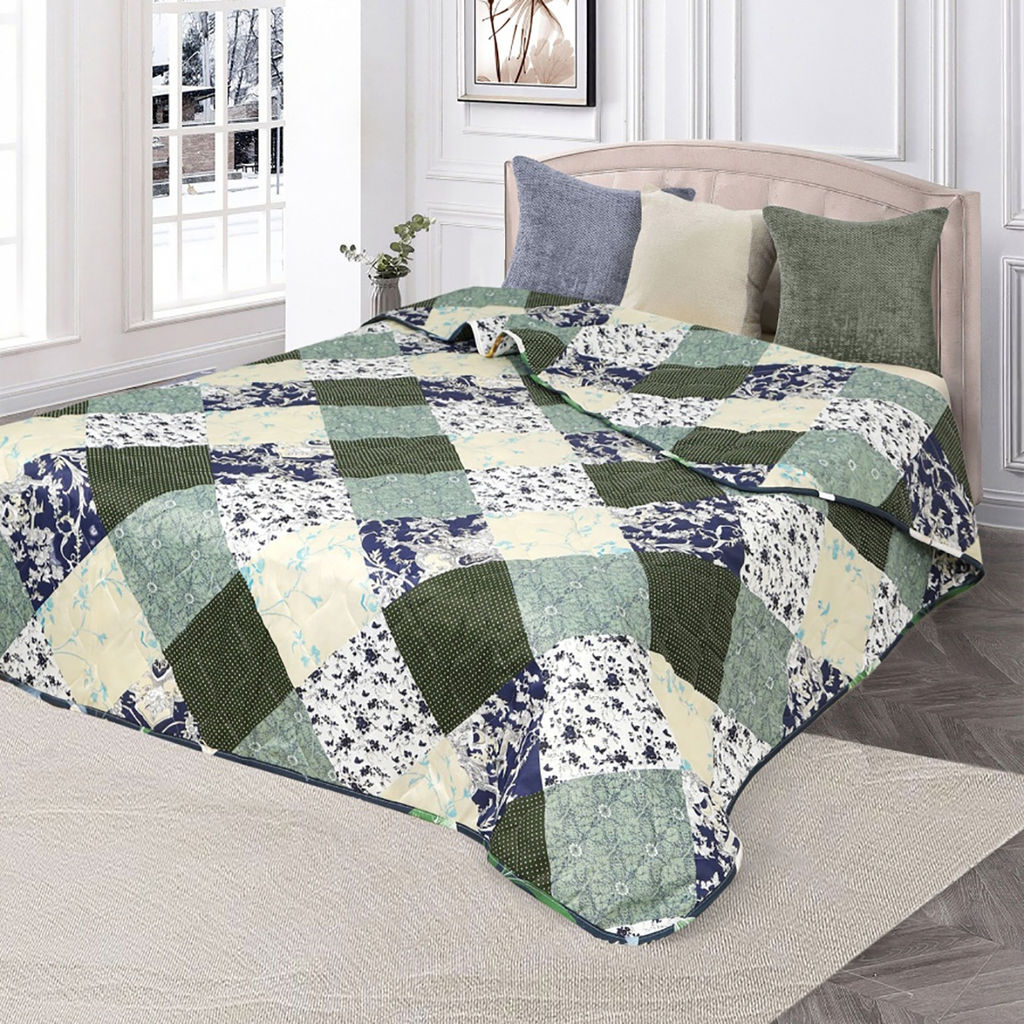 АРТ 040/1 Покрывало (микрофайбер) 150*210 "Сине-зеленый пэчворк"