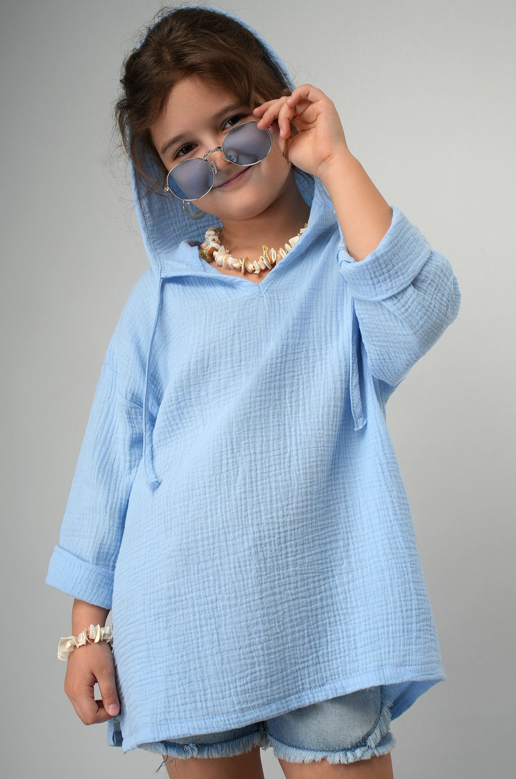 Детская хлопковая пляжная туника из муслина Happyfox