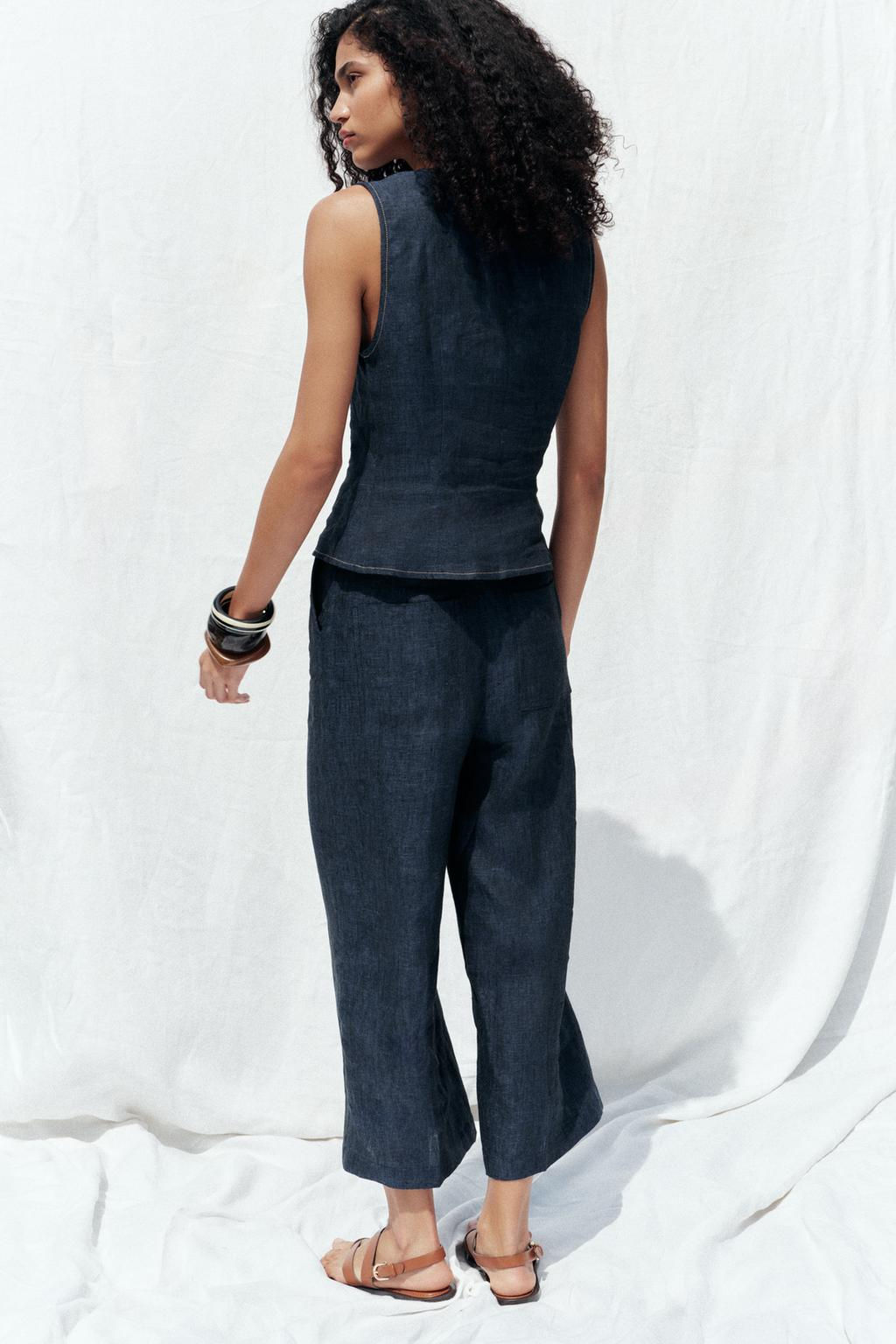 DOUBLE-BREASTED LINEN WAISTCOAT - Zara фото 13