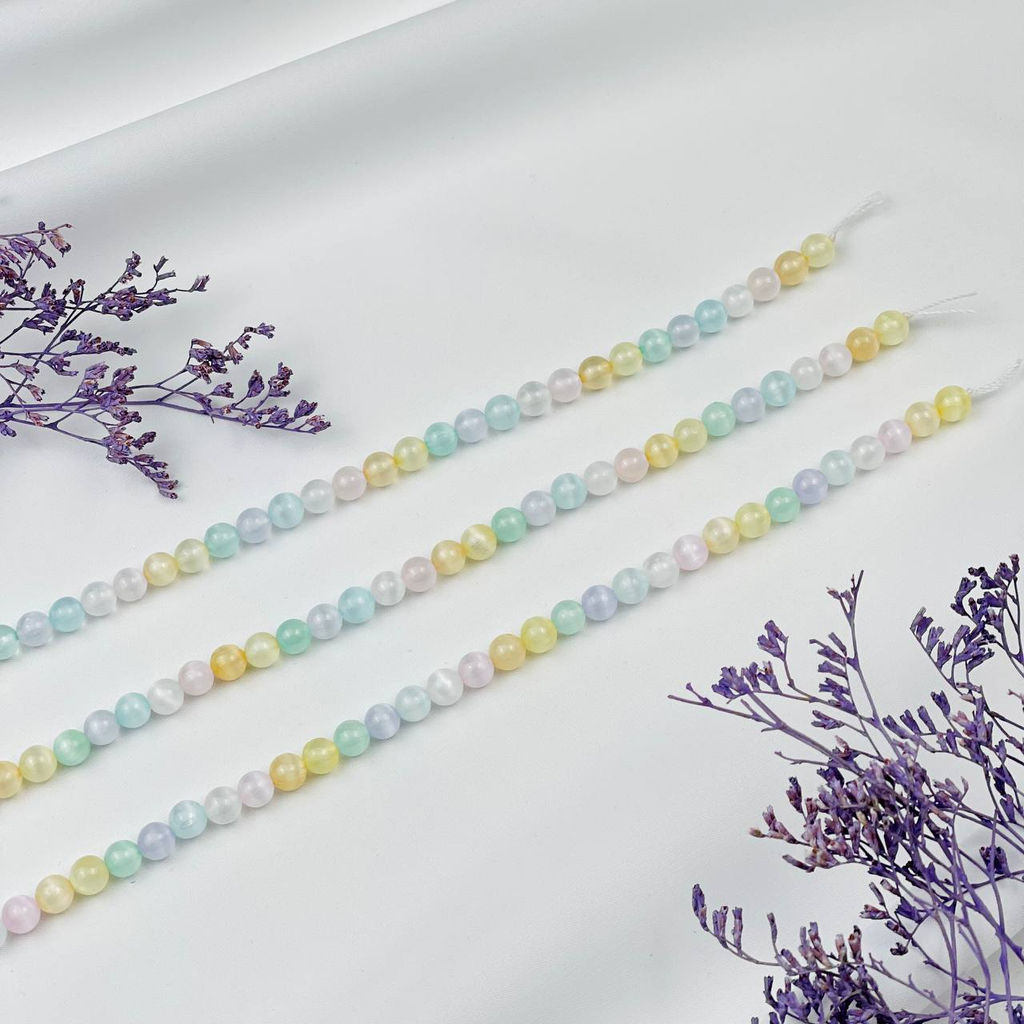 Бусины для украшений из Селенита тон. (60 бусин) - Радуга самоцветов фото 3