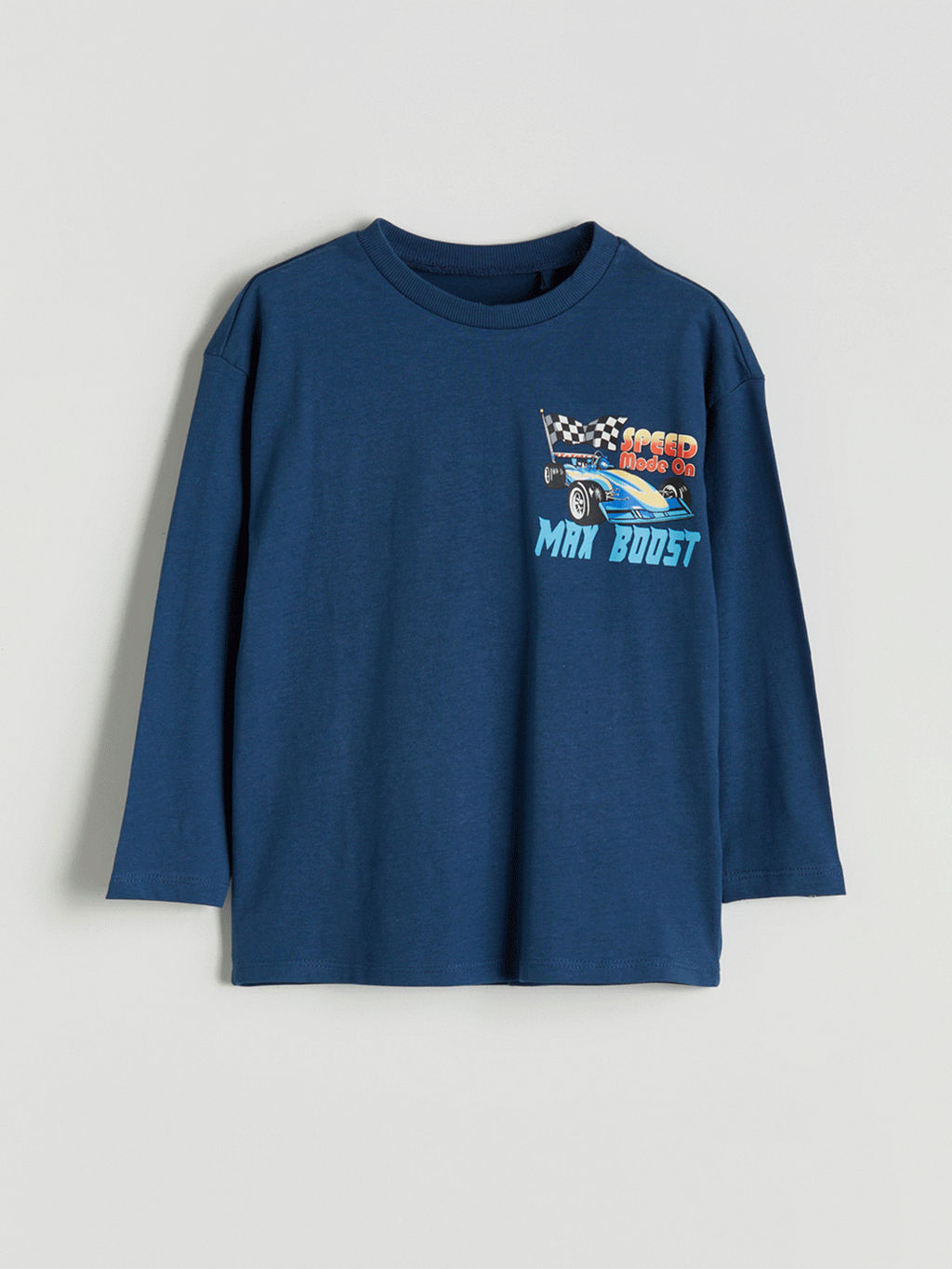 Bisiklet Yaka Uzun Kollu Bask?l? Erkek ?ocuk Ti??rt