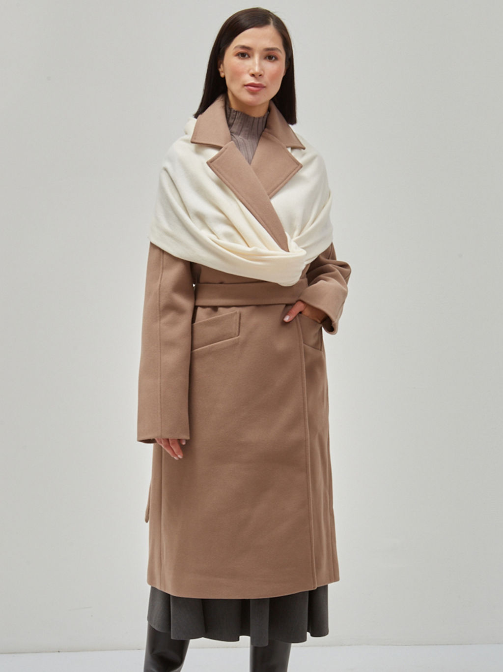 В составе шерсть ! теплый двусторонний палантин - Tantino фото 4