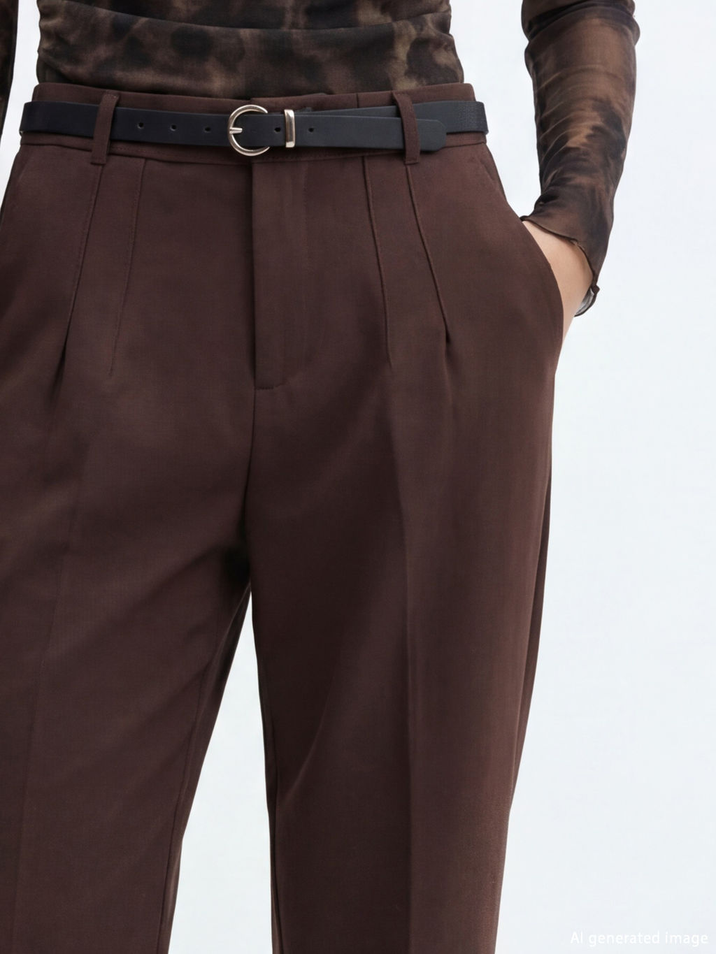 Beli Kemerli Kad?n Pileli Kuma? Pantolon