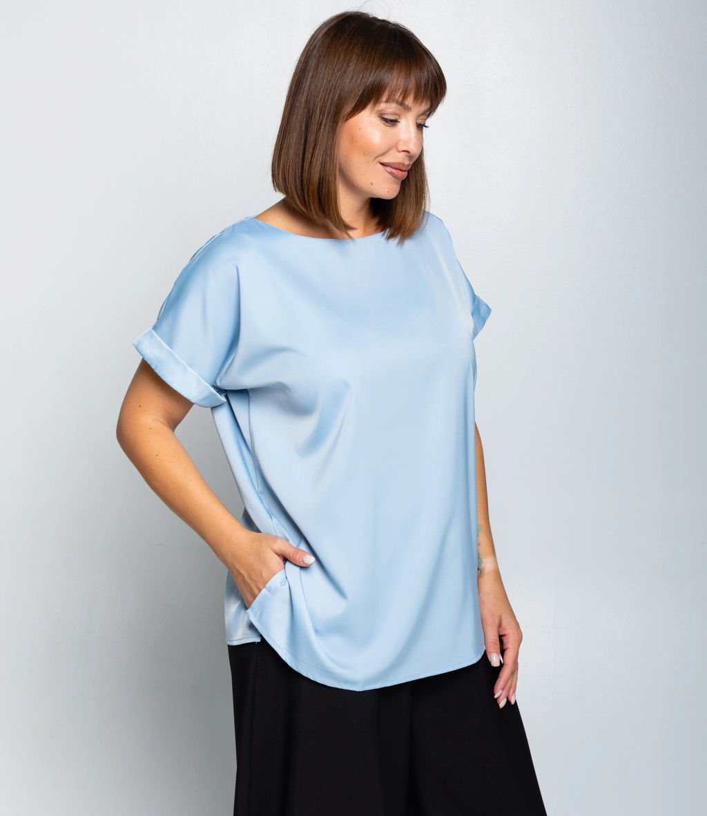 Блуза #ОКТ035001-1, светло-голубой