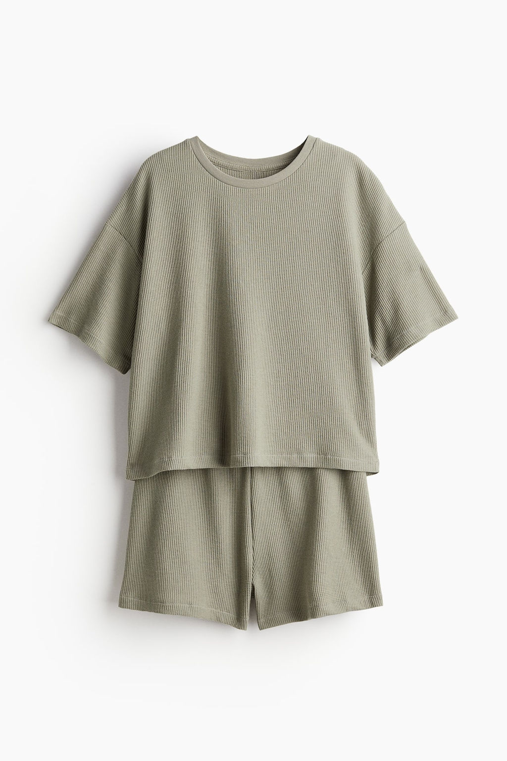 Pijama corto de dos piezas en tejido gofrado - H&m фото 5