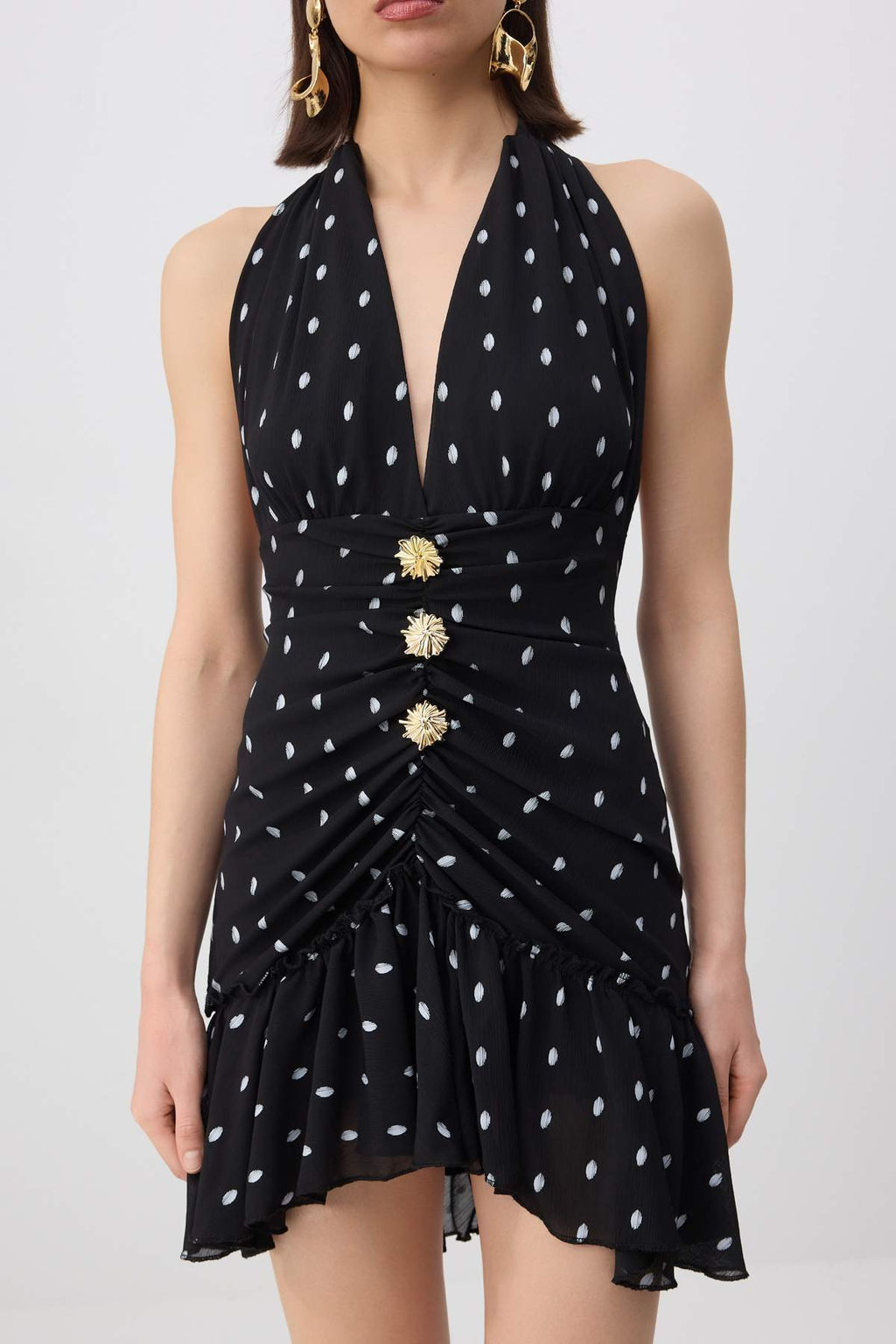 Siyah Puantiyeli Sifon Astarl? Mini S?k Elbise TPRSS26EL00145 - Trendyolmilla фото 3