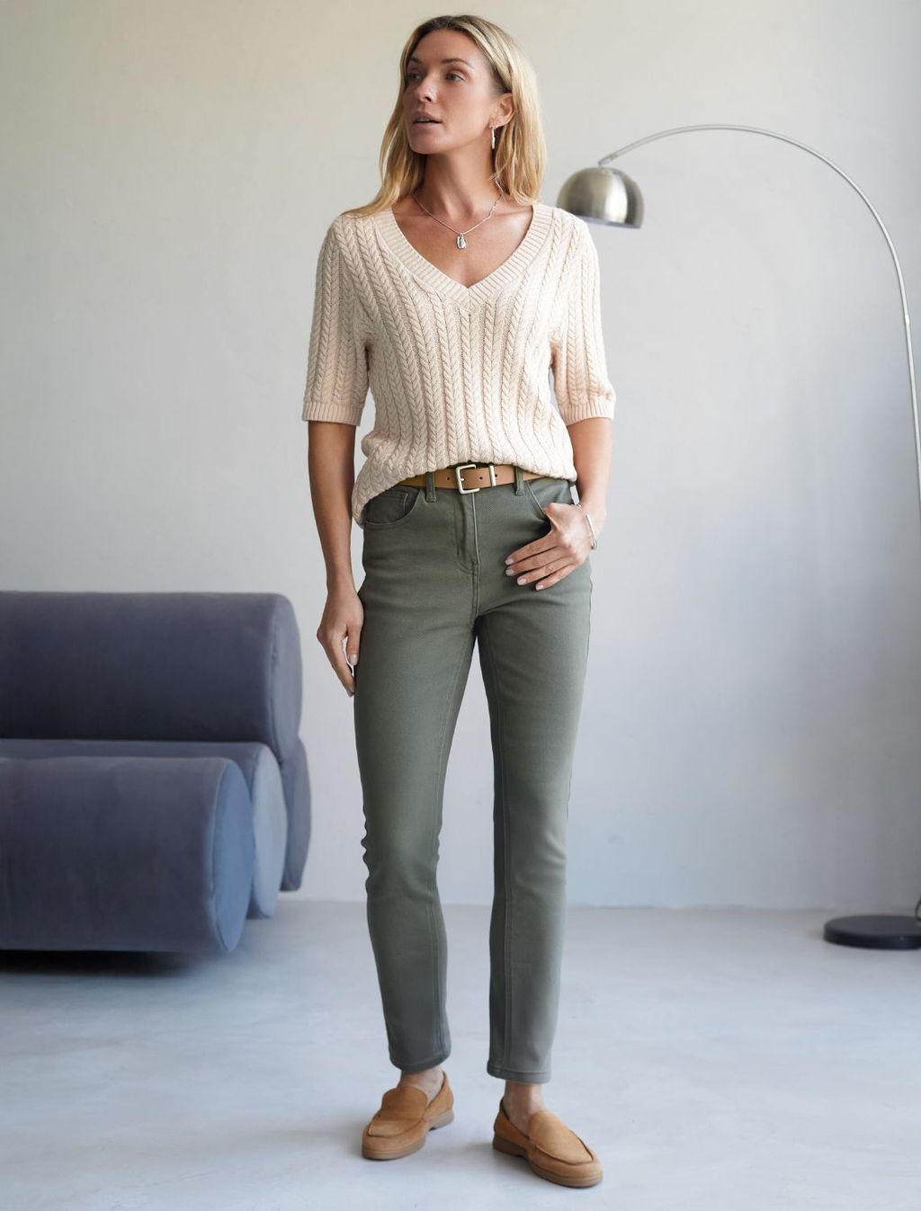 Джемпер фактурной вязки из хлопка с кашемиром