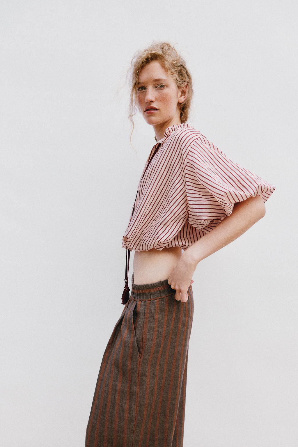 CUERPO GLOBO RAYAS LAZADA / Crudo / Granate - Zara фото 3
