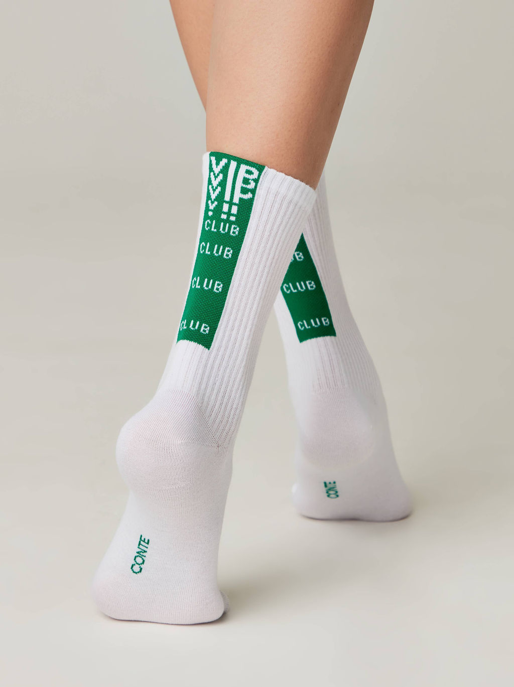 Цена за 2 пары. Носки Теплые CONTE Удлиненные хлопковые носки ACTIVE белый-зеленый - Conte elegant фото 4