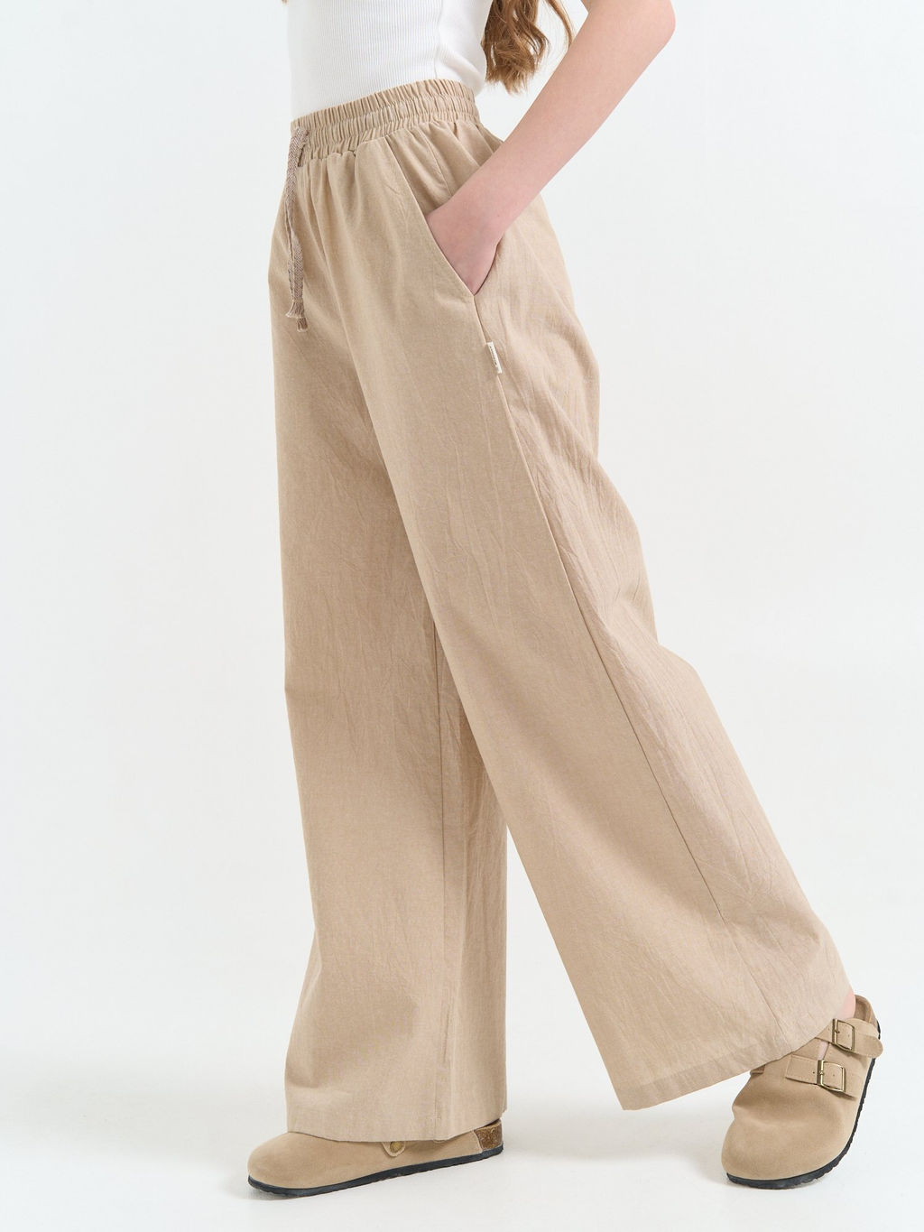 Брюки палаццо хлопковые Песок 7+ - Bungly фото 5