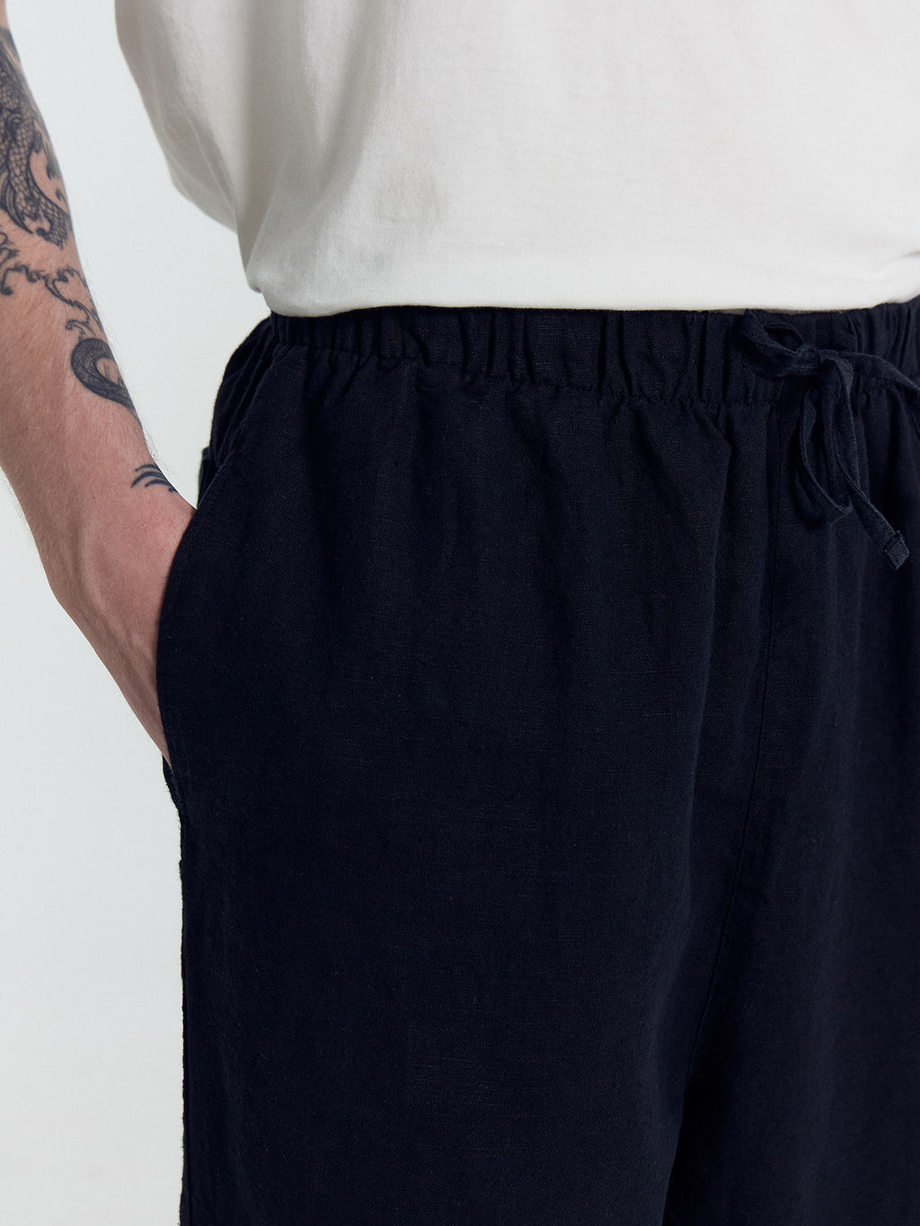 Брюки мужские черные из хлопка и льна черный 181259-1 - Mark formelle фото 6