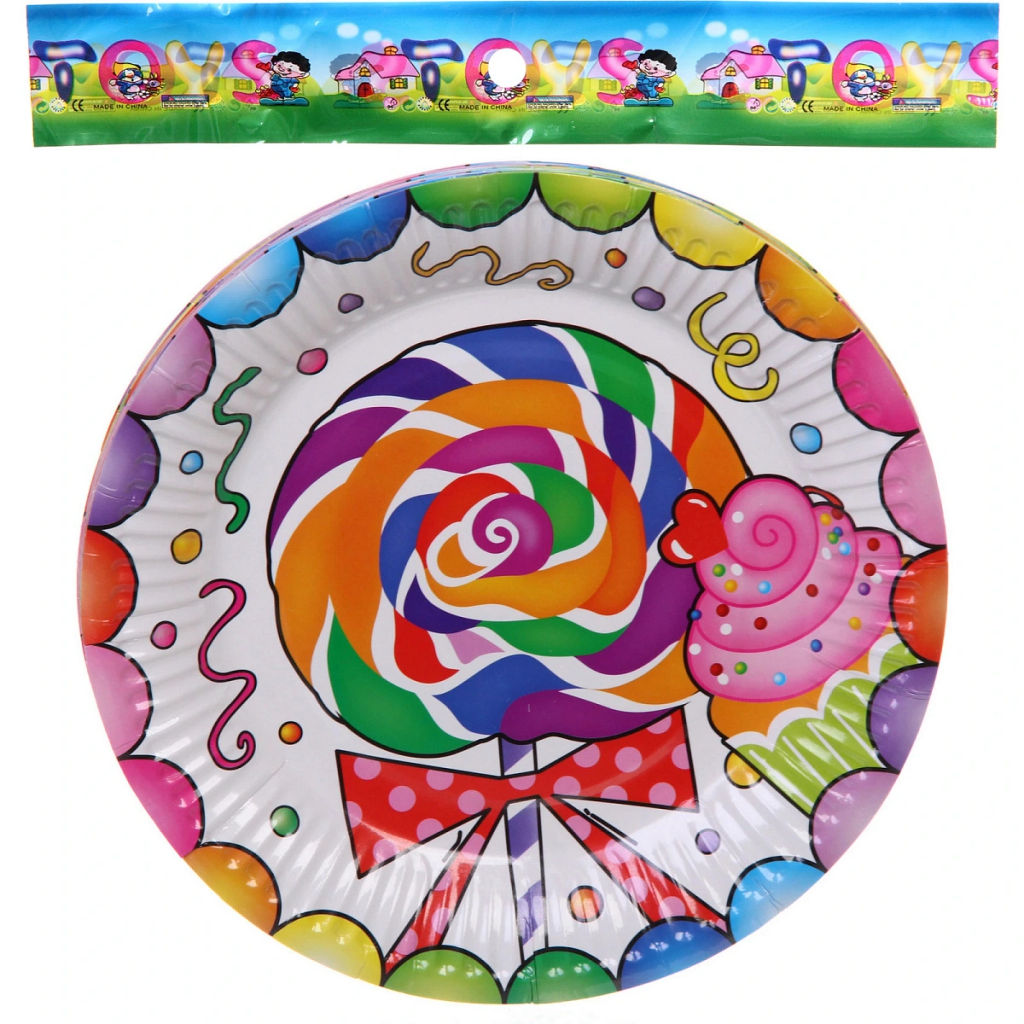 Цена за 6 шт. Тарелка бумажная 18 см в наборе 10 шт "Сладкий праздник"
