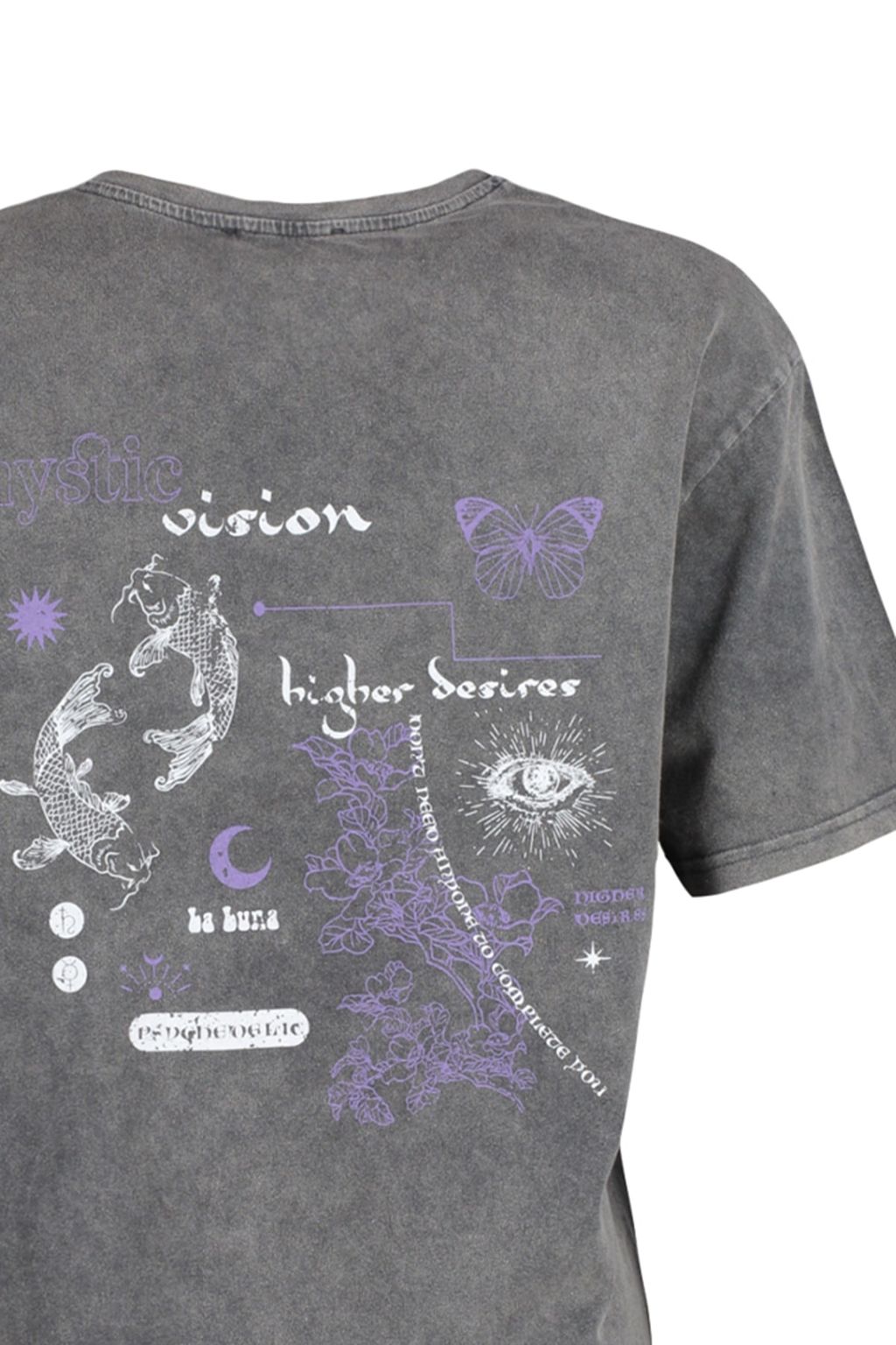 TRENDYOLMILLA Antrasit %100 Pamuk Soluk Efektli S?rt Bask?l? Boyfriend Bisiklet Yaka Orme T-Shirt TWOSS23TS00109  фото 6