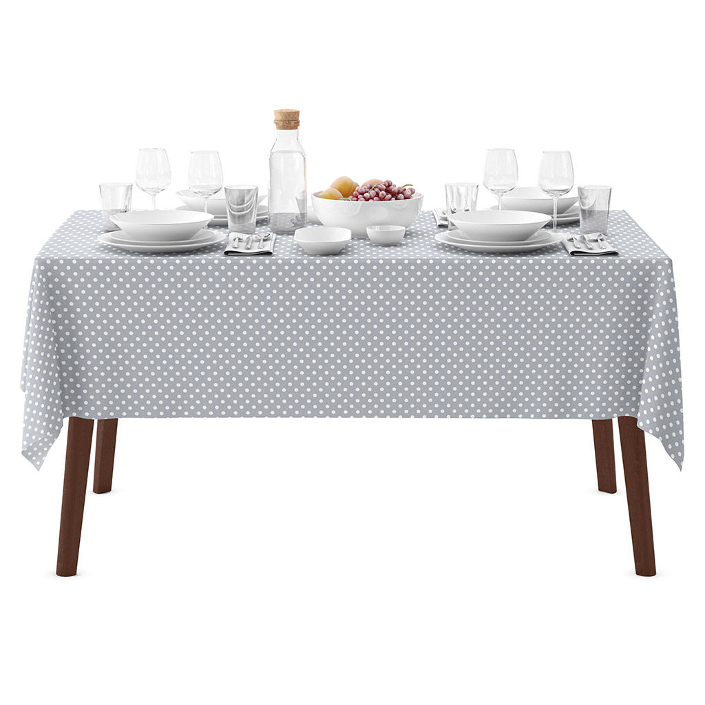 Скатерть 220х145см Горох серый, длина стола до 180см, на 8-10 персон, хлопок Оптима 171г/м2, упаковка классическая 28х41см, Домашняя мода (Россия)  фото 6