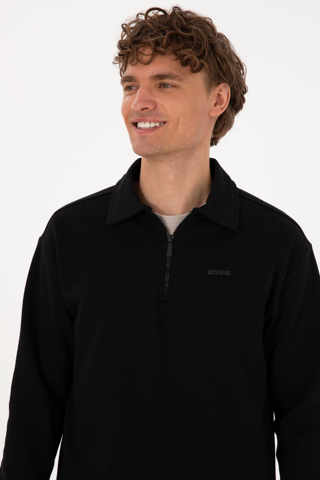 Erkek Regular Fit Yar_m Fermuarl_ Siyah Basic Sweatshirt - U.s. polo assn фото 2