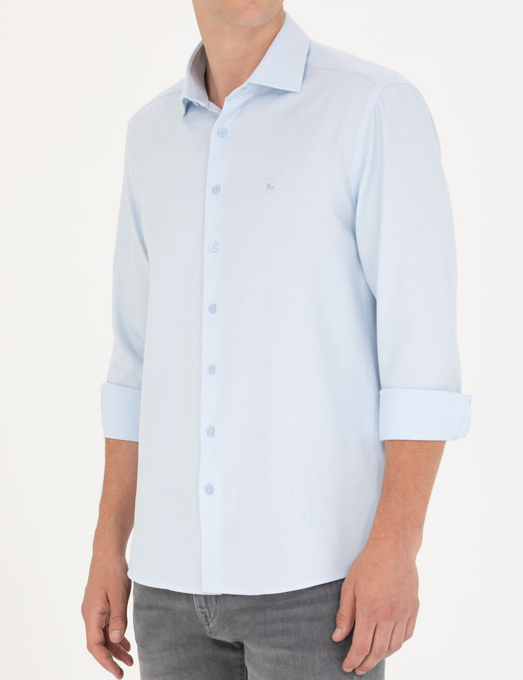 A__k Mavi Slim Fit Uzun Kollu G_mlek