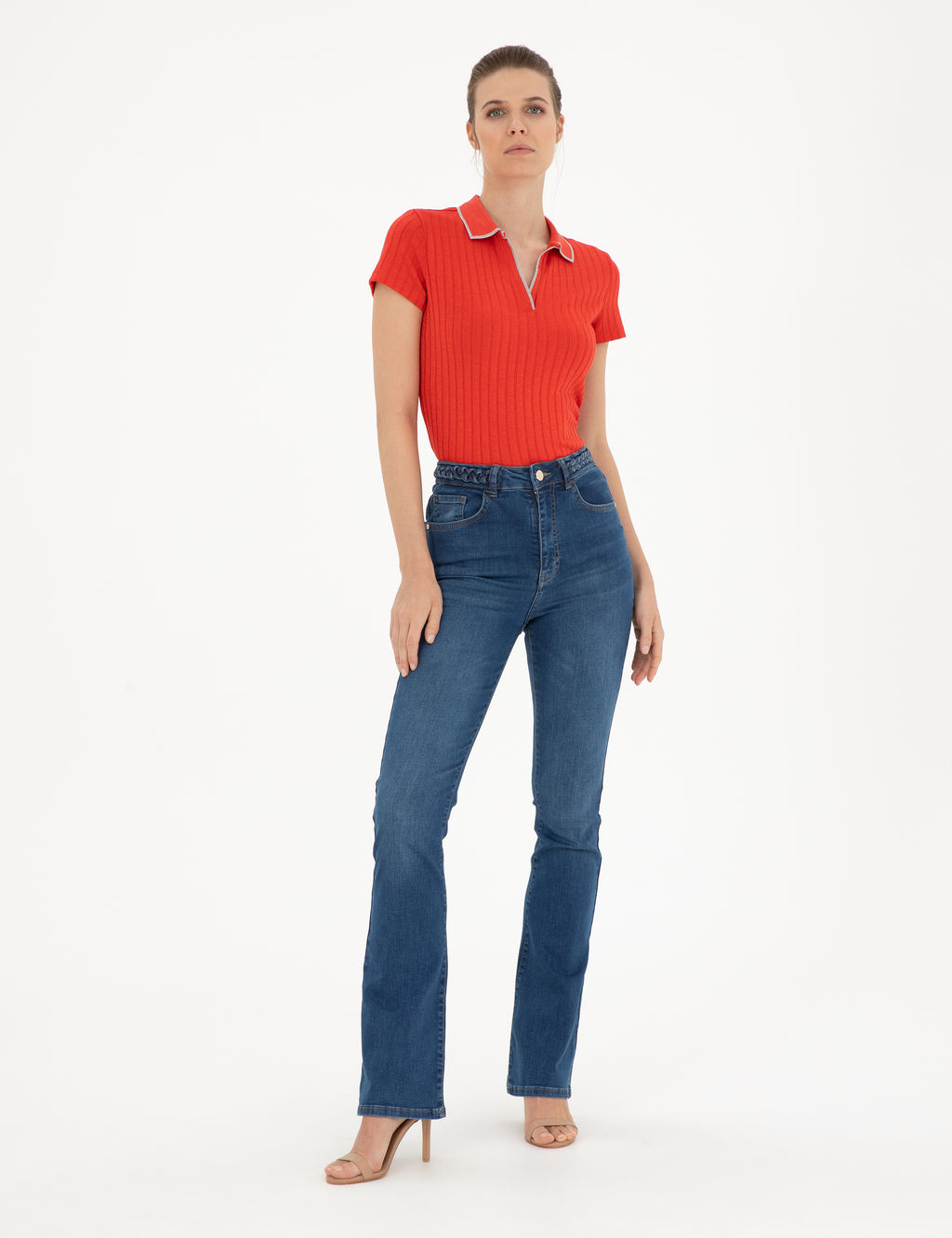 Koyu _ndigo Flare Fit Jean Pantolon
