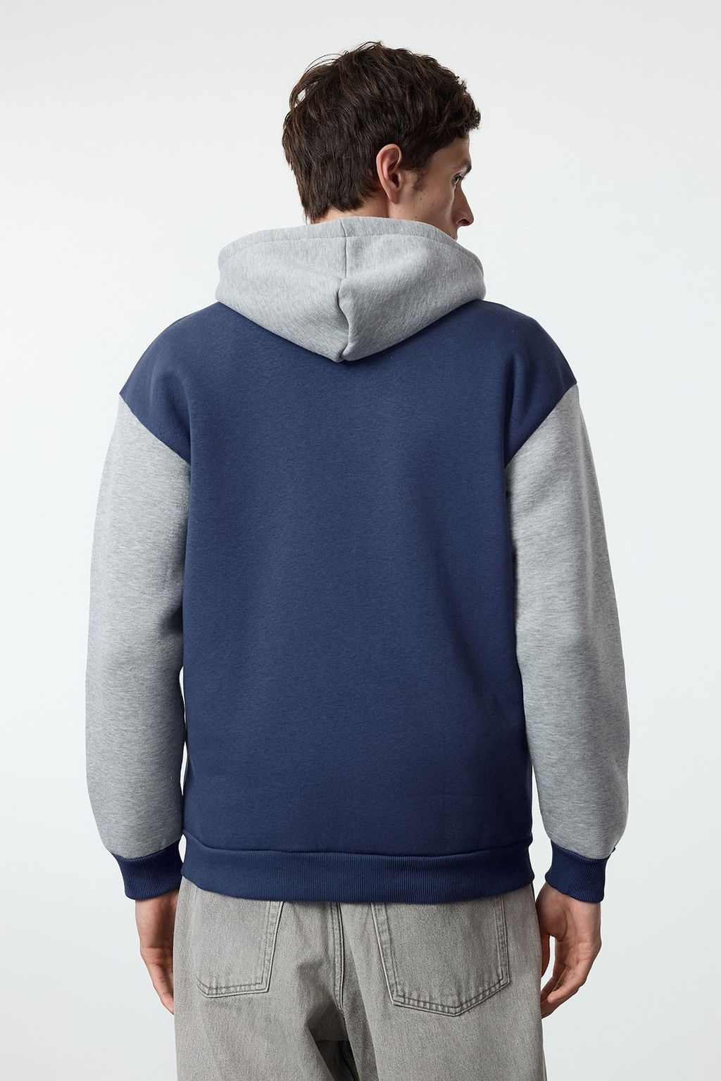 TRENDYOL MAN Indigo Oversize/Genis Kesim Polarl?/S?cak Tutan Fermuarl? Kapusonlu H?rka/Sweatshirt TMNAW25SW00076 - Trendyolmilla фото 11