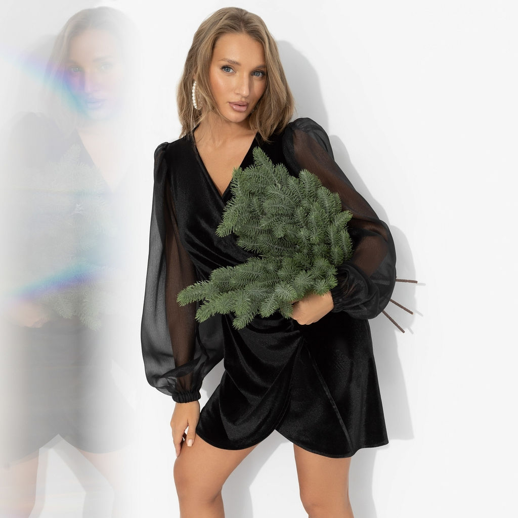 Платье из бархата с драпировкой, Роковая фантазия (полночь)