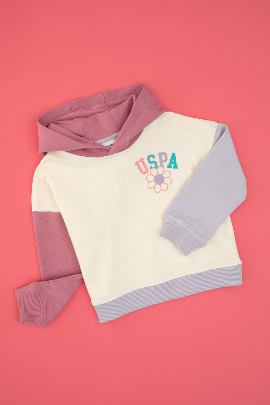 K_z _ocuk Pembe Kap__onlu Sweatshirt