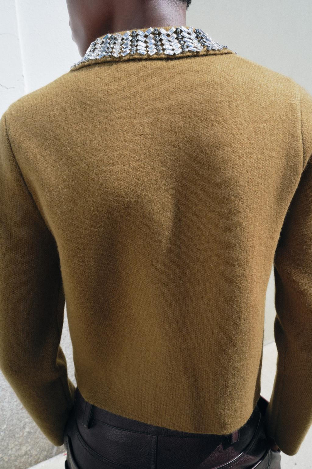 100% WOOL JACKET WITH JEWELLED LAPELS - Zara фото 4