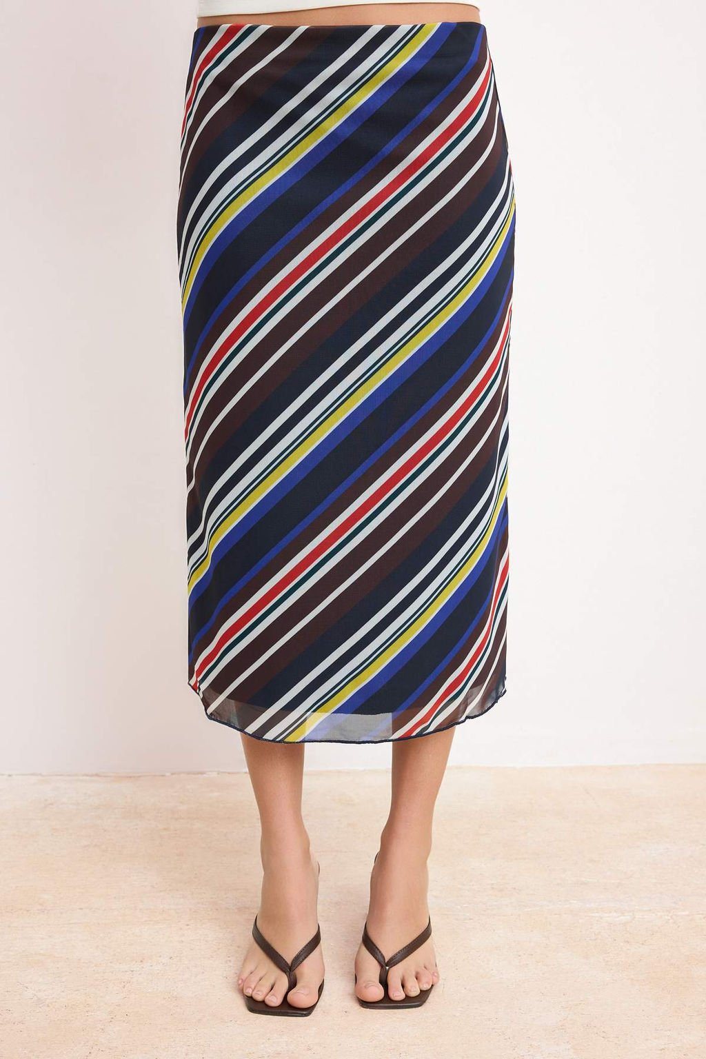 Cok Renkli Degrade Kalem Yuksek Bel Tul Orme Etek TWOSS26ET00090 - Trendyolmilla фото 3