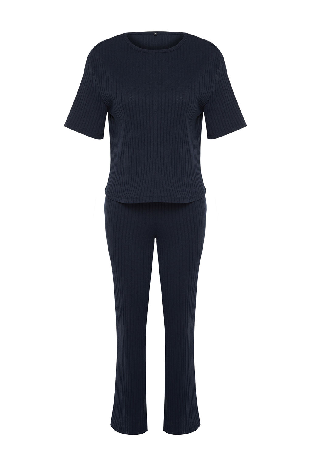 Trendyolmilla Lacivert Slogan Bask?l? Lastik Detayl? Fitilli T-shirt-Pantolon Orme Pijama THMSS21PT1016  фото 17