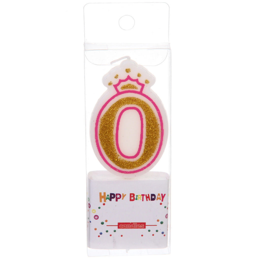 Цена за 10 шт. Свеча для торта Цифра Корона "0" 10 см
