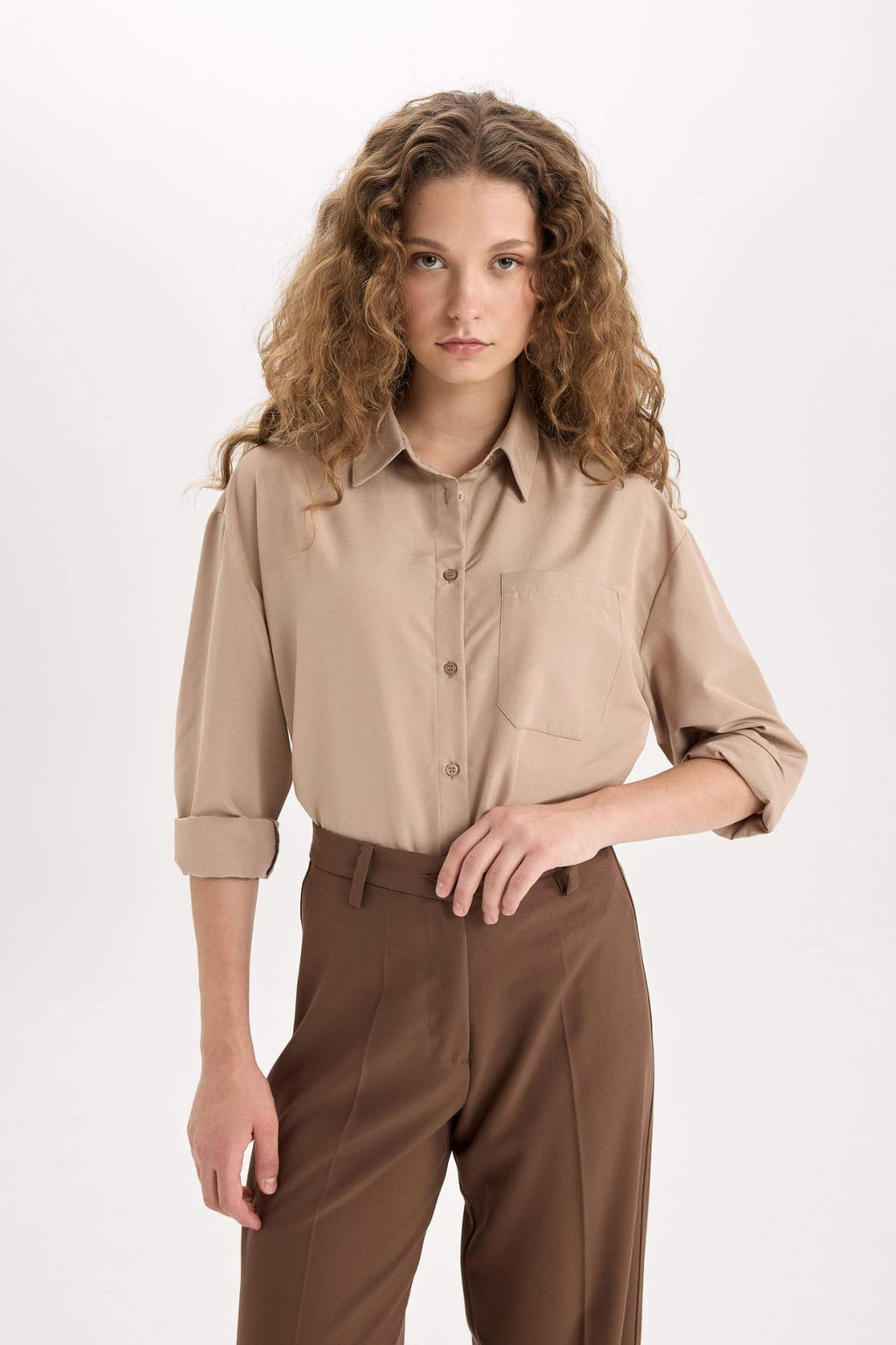 Oversize Genis Kal?p Poplin Uzun Kollu Gomlek - Defacto фото 4