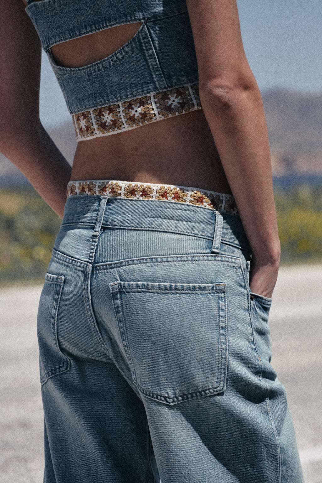 JEANS Z1975 LOOSE FIT TIRO MEDIO COMBINADO CROCHET / Azul medio - Zara фото 5