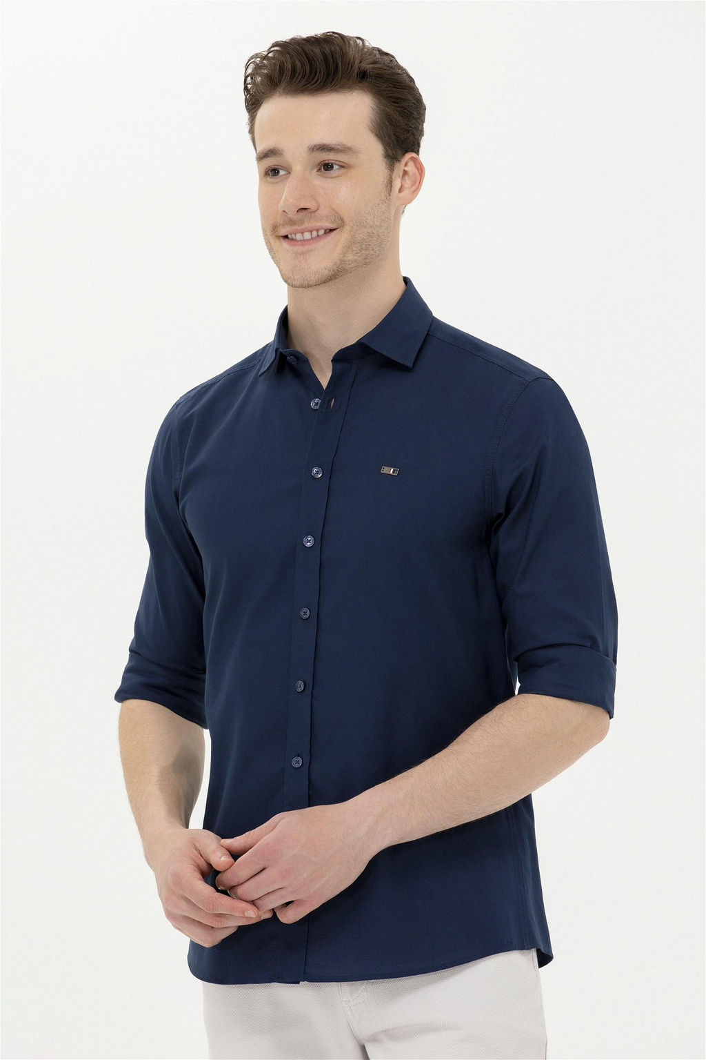 Мужская темно-синяя базовая рубашка с длинным рукавом Неожиданная скидка в корзине - U.s. polo assn фото 2