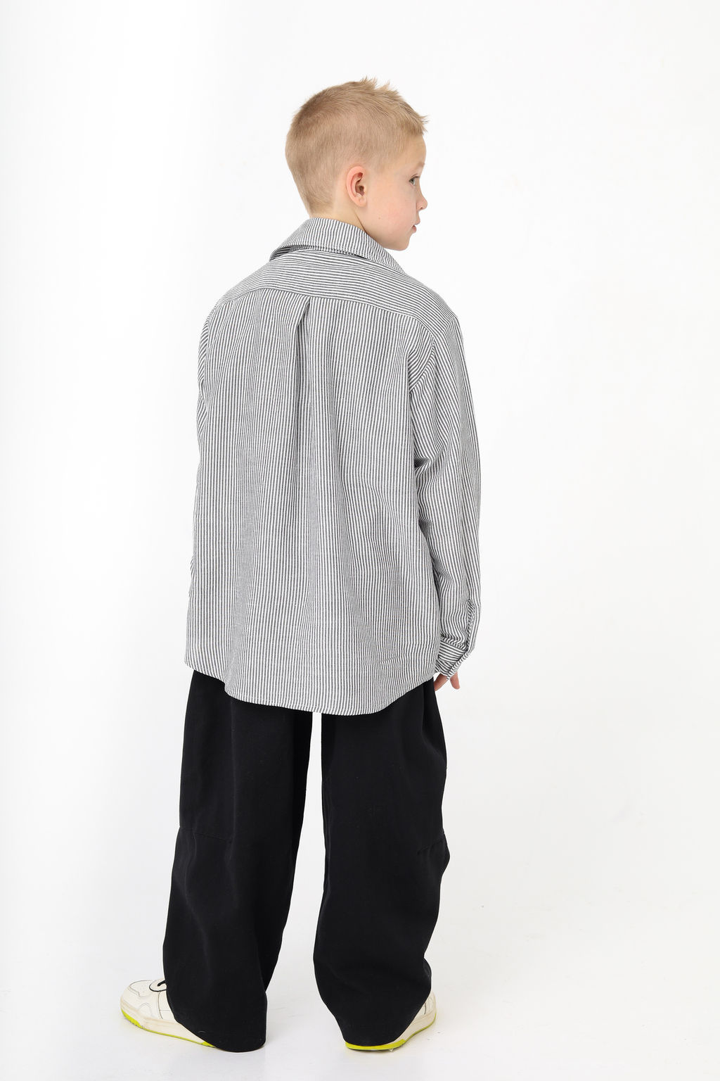 Рубашка в полоску Лен, черная - Inzibe фото 10