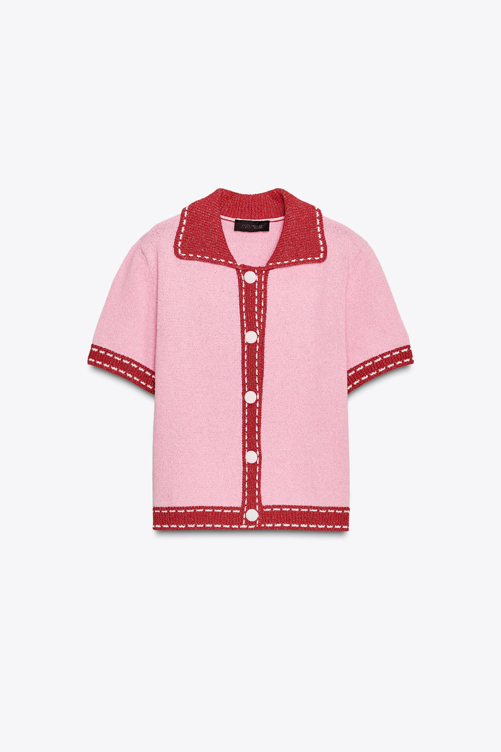 STITCHED KNIT CARDIGAN WITH SHORT SLEEVES - Zara фото 5
