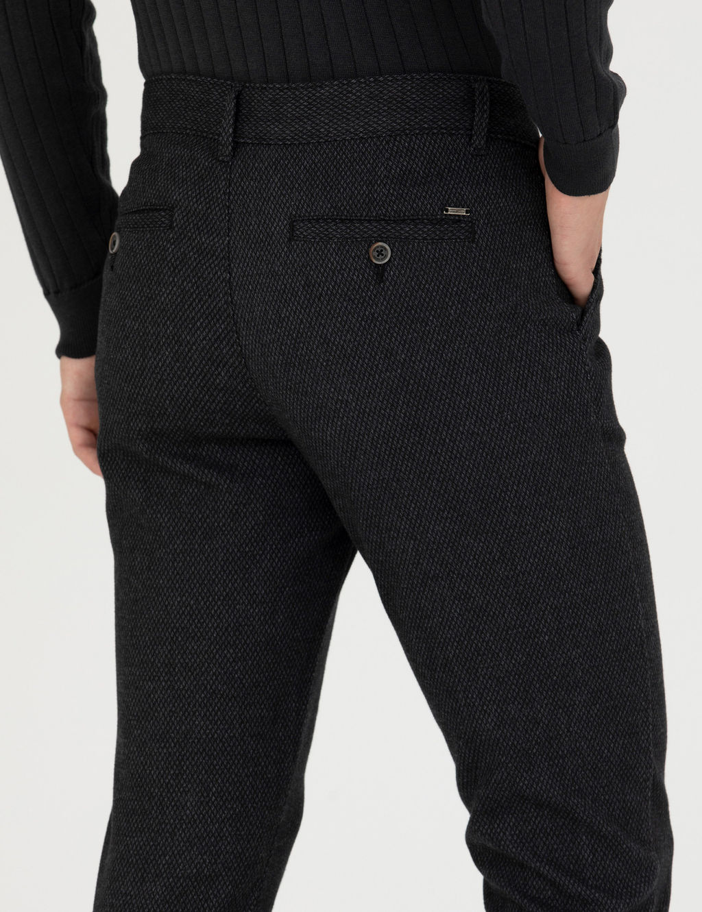 Siyah Slim Fit Kanvas Pantolon