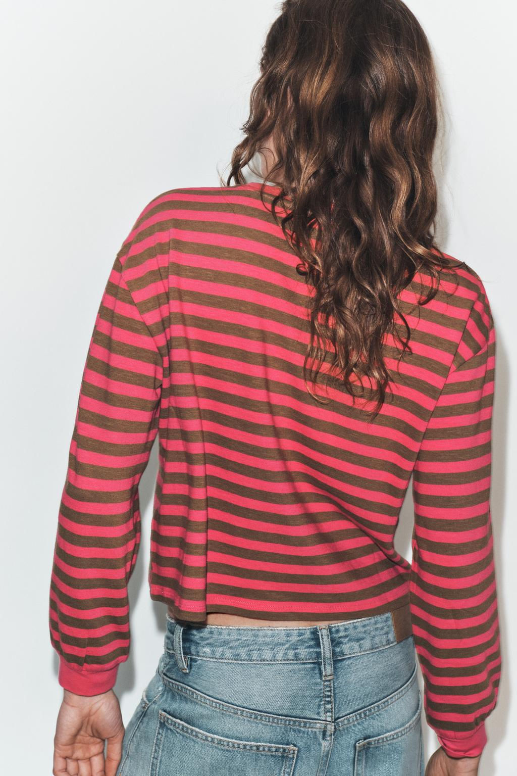 LONG SLEEVE STRIPED T-SHIRT - Zara фото 11