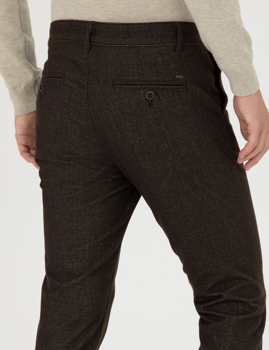 Kahverengi Slim Fit Kanvas Pantolon