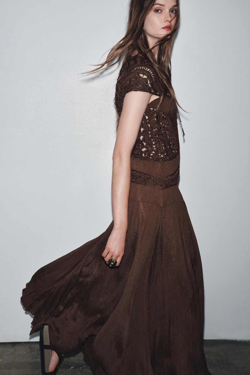 ZW COLLECTION COMBINED CROCHET DRESS - Zara фото 11