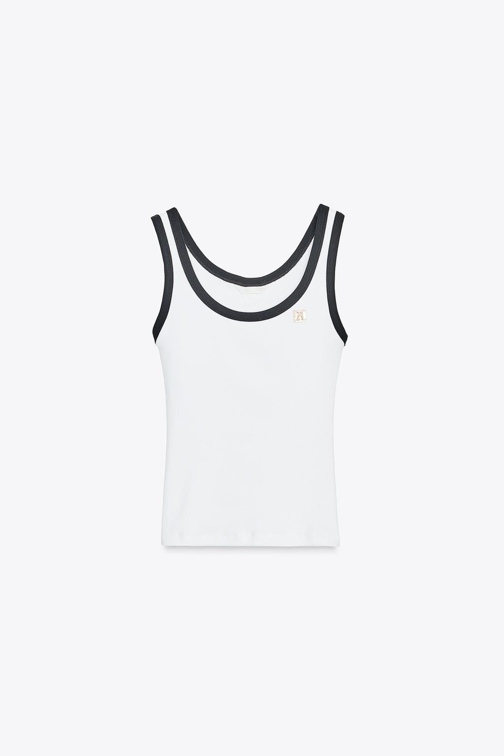 ZARA TOP WITH CONTRAST TRIMS AND BROOCH  фото 6